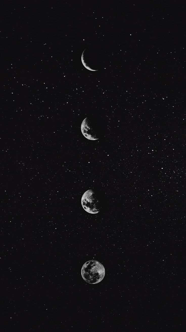 Mondphasen, Mond, Schwarzer Hintergrund, Minimalismus, Galaxy S24, Wallpaper
