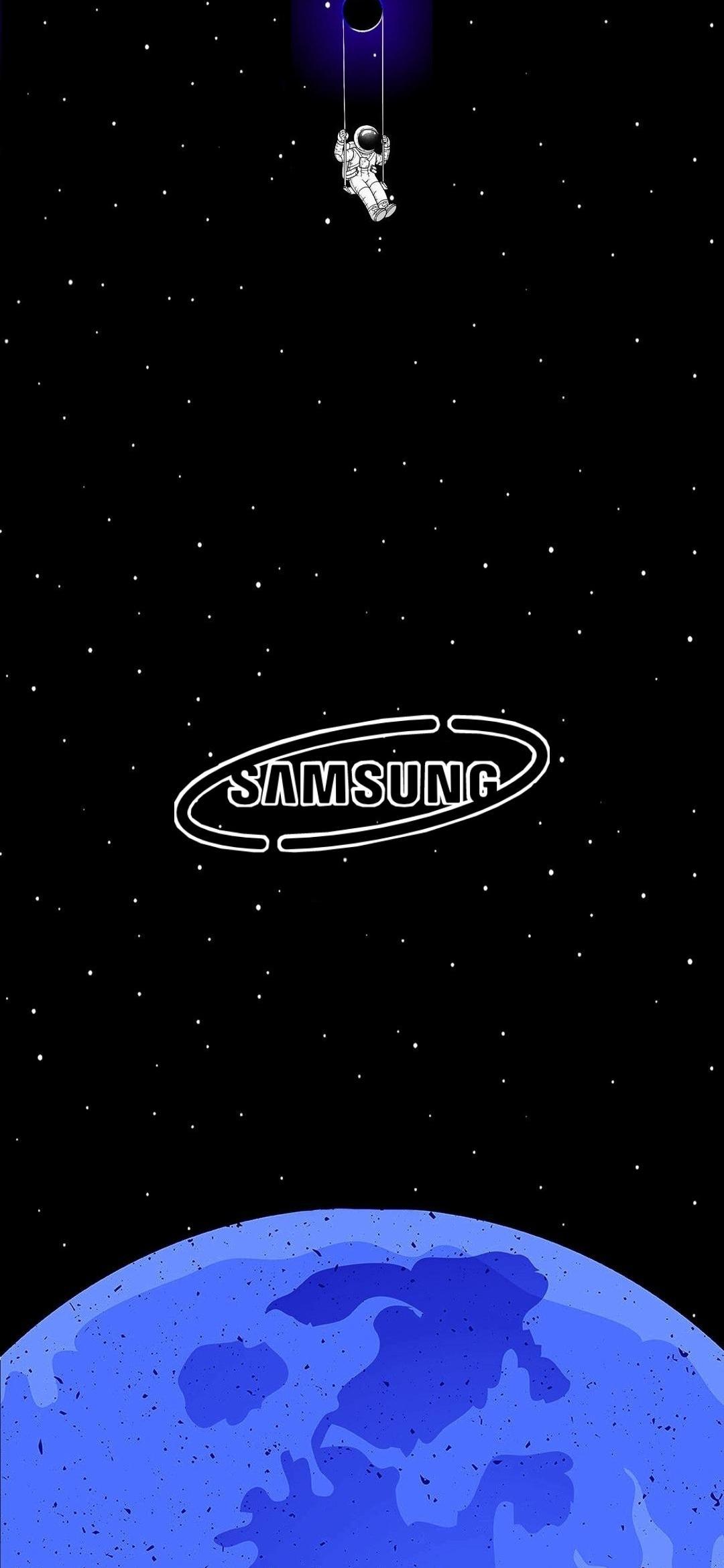 Samsung, Logo, Astronaut, Planet, Weltall, Sperrbildschirm fürs Galaxy S24