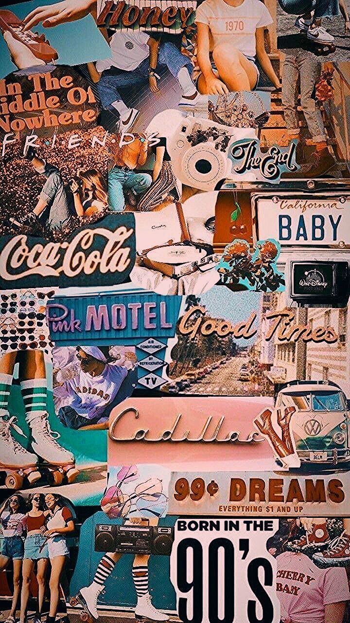 Coca-Cola, Collage, Motel, 90er, Retro, HD, Hintergrundbild fürs Handy