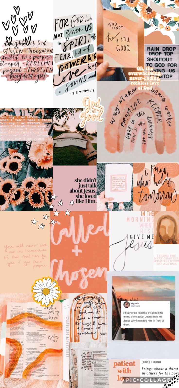 Collage, Zitate, Pfirsich, Positive Sprüche, HD, Handy-Hintergrund im Hochformat
