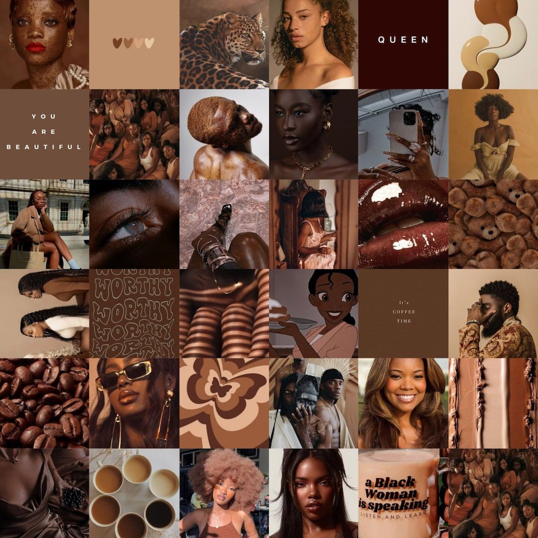 Collage, Braune Ästhetik, Frauen, Schwarze Frauen, Queen, Hintergrundbild fürs Tablet