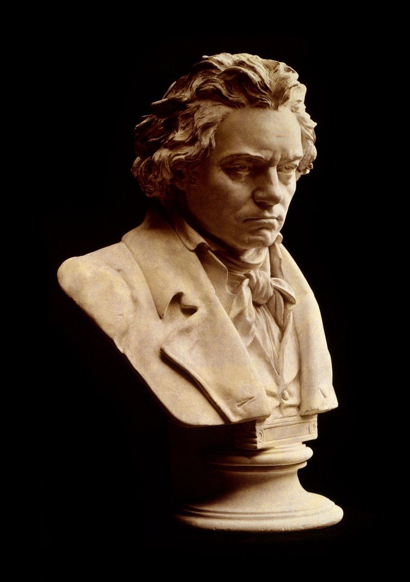 Ludwig van Beethoven, Büste, Skulptur, Schwarzer Hintergrund, HD Wallpaper