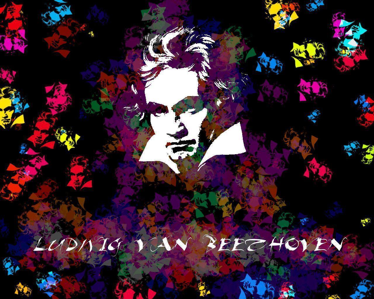 Ludwig van Beethoven, Pop-Art, Farbkleckse, Bunt, Schwarzer Hintergrund, HD Wallpaper
