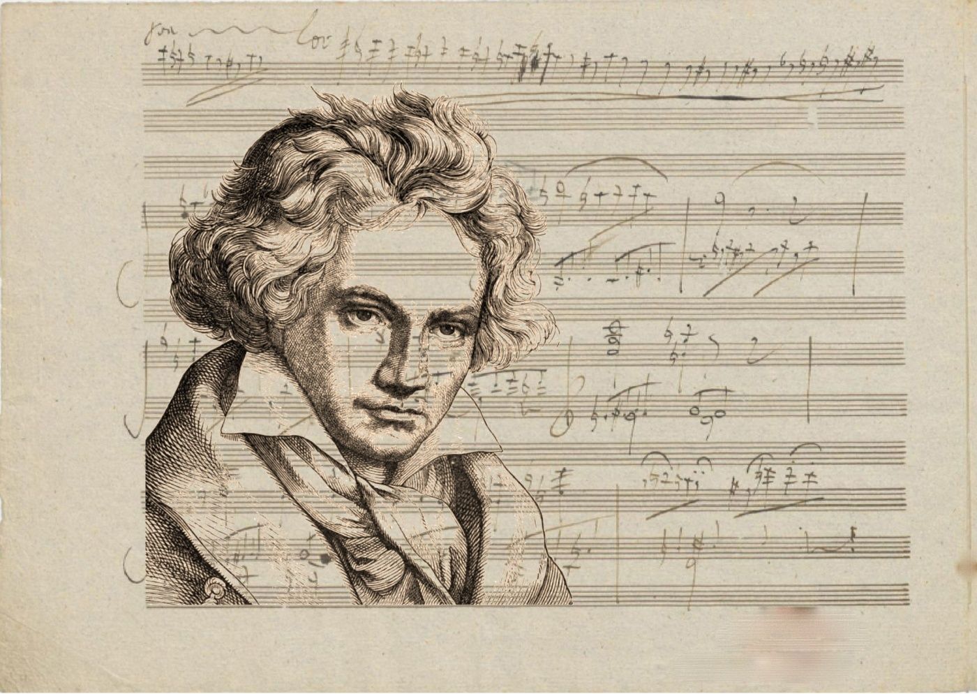 Ludwig van Beethoven, Skizze, Notenhandschrift, Zeichnung, Sepia, HD, Desktop-Hintergrund