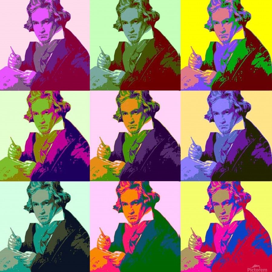 Ludwig van Beethoven, Pop-Art, Andy-Warhol-Stil, Bunt, Raster, Hintergrundbild fürs iPad