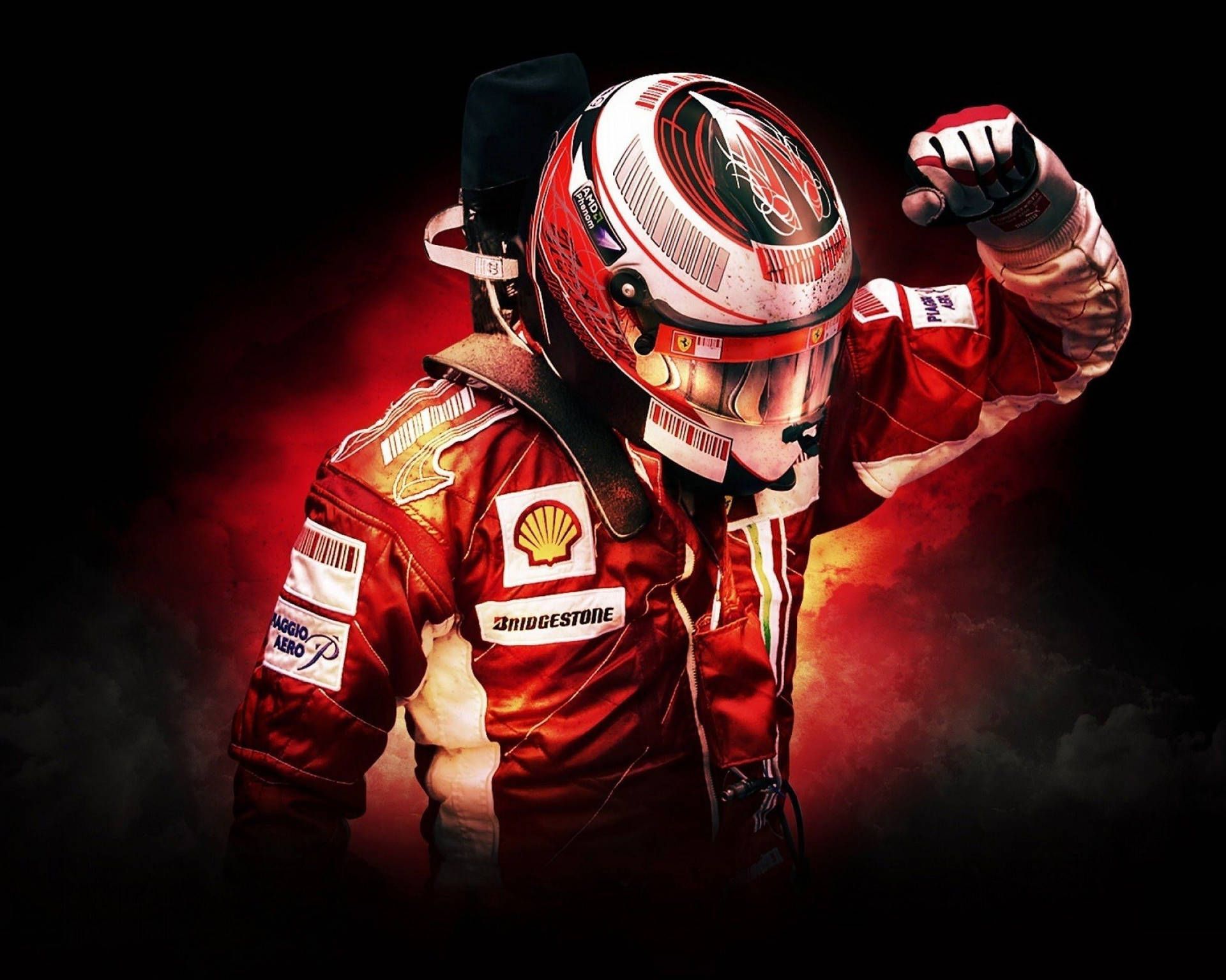 Michael Schumacher, Scuderia Ferrari, Rennfahrer, Helm, Flammen, Schwarzer Hintergrund, Full HD Wallpaper