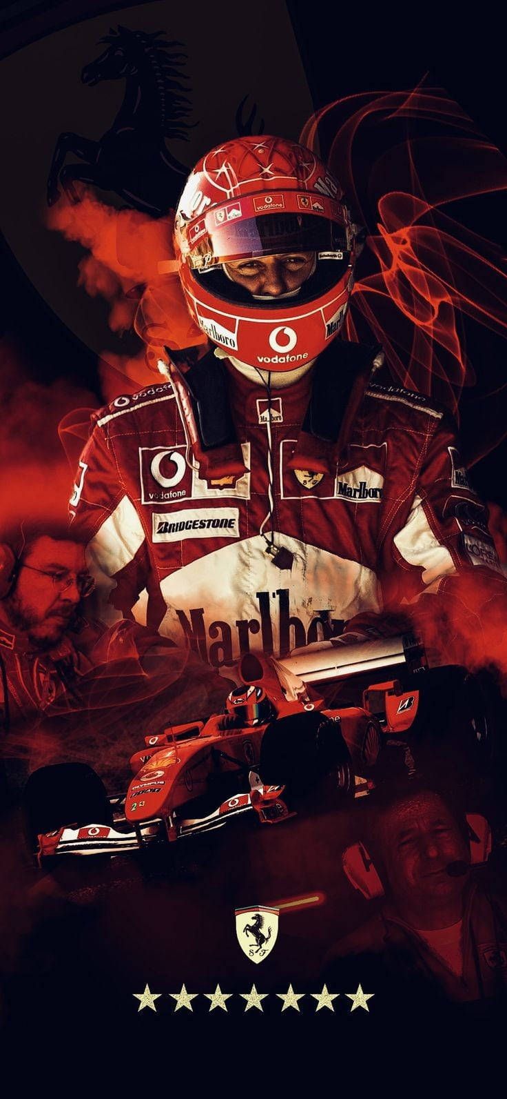 Michael Schumacher, Ferrari, Sieben Sterne, Weltmeister, Digitale Kunst, HD, Handy-Hintergrund