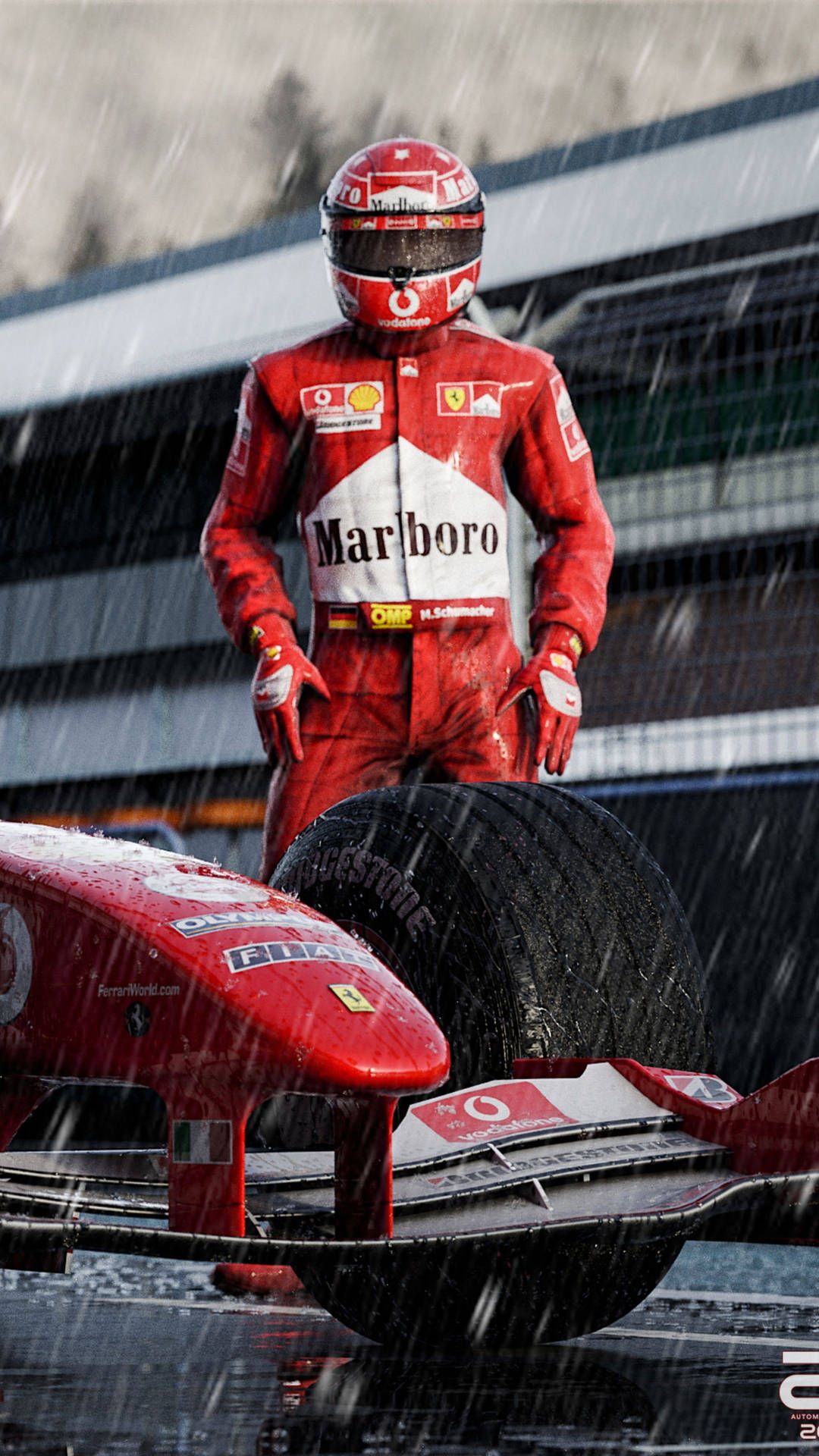 Michael Schumacher, Ferrari, Boxengasse, Formel-1-Wagen, Stehend, Full HD, Handy-Hintergrund