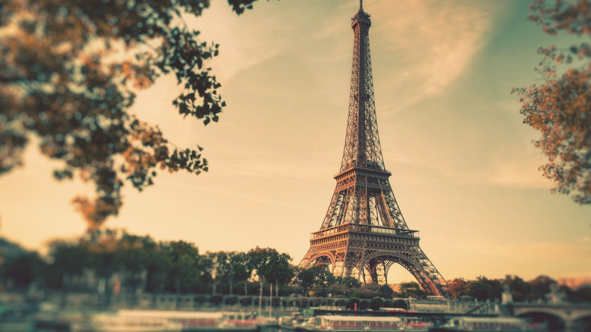 Eiffelturm, Paris, Frankreich, Seine, Sepia, Full HD, Desktop-Hintergrund für Windows