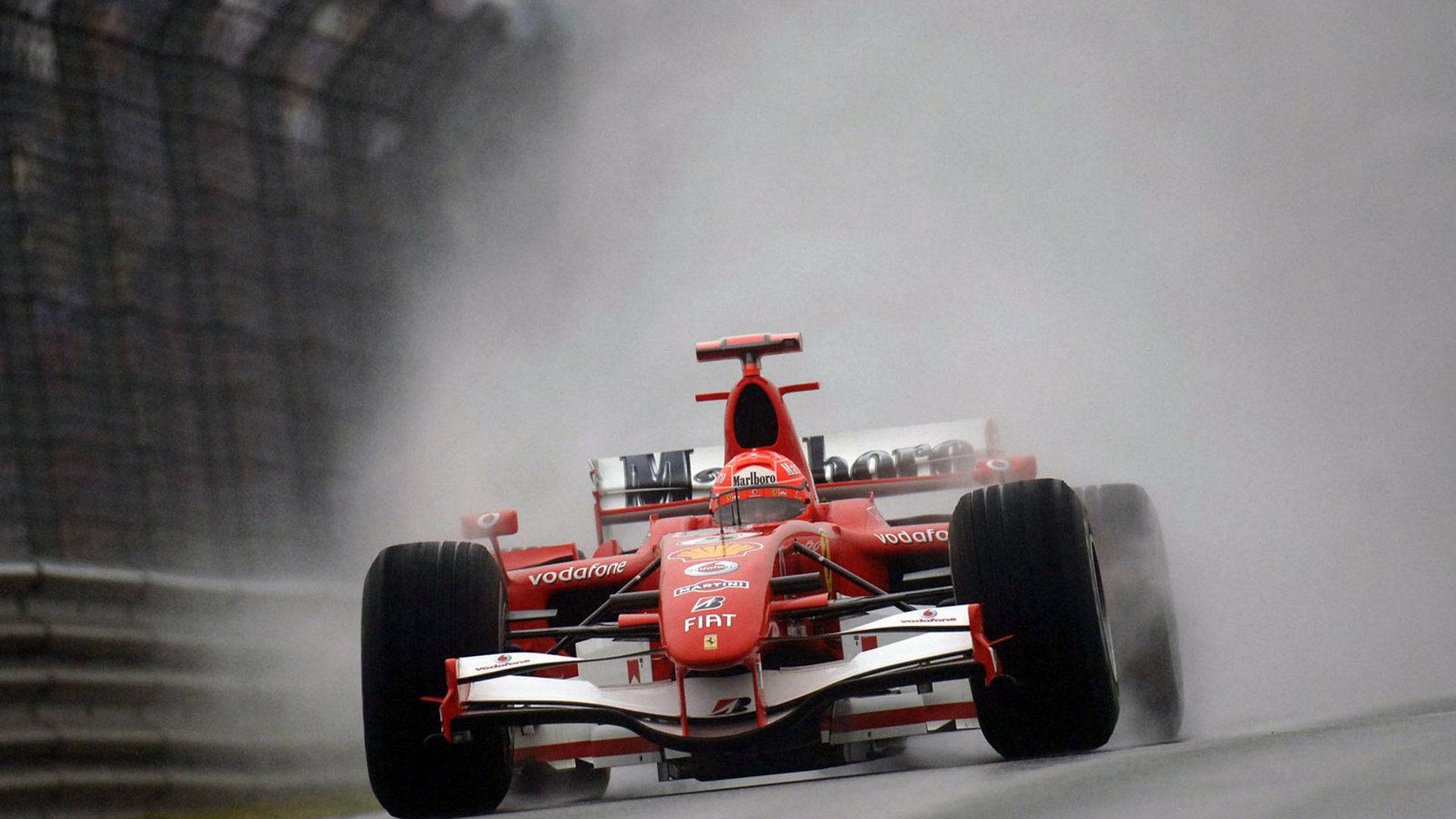 Michael Schumacher, Ferrari, Formel 1, Regenrennen, Gischt, Full HD, Desktop-Hintergrund