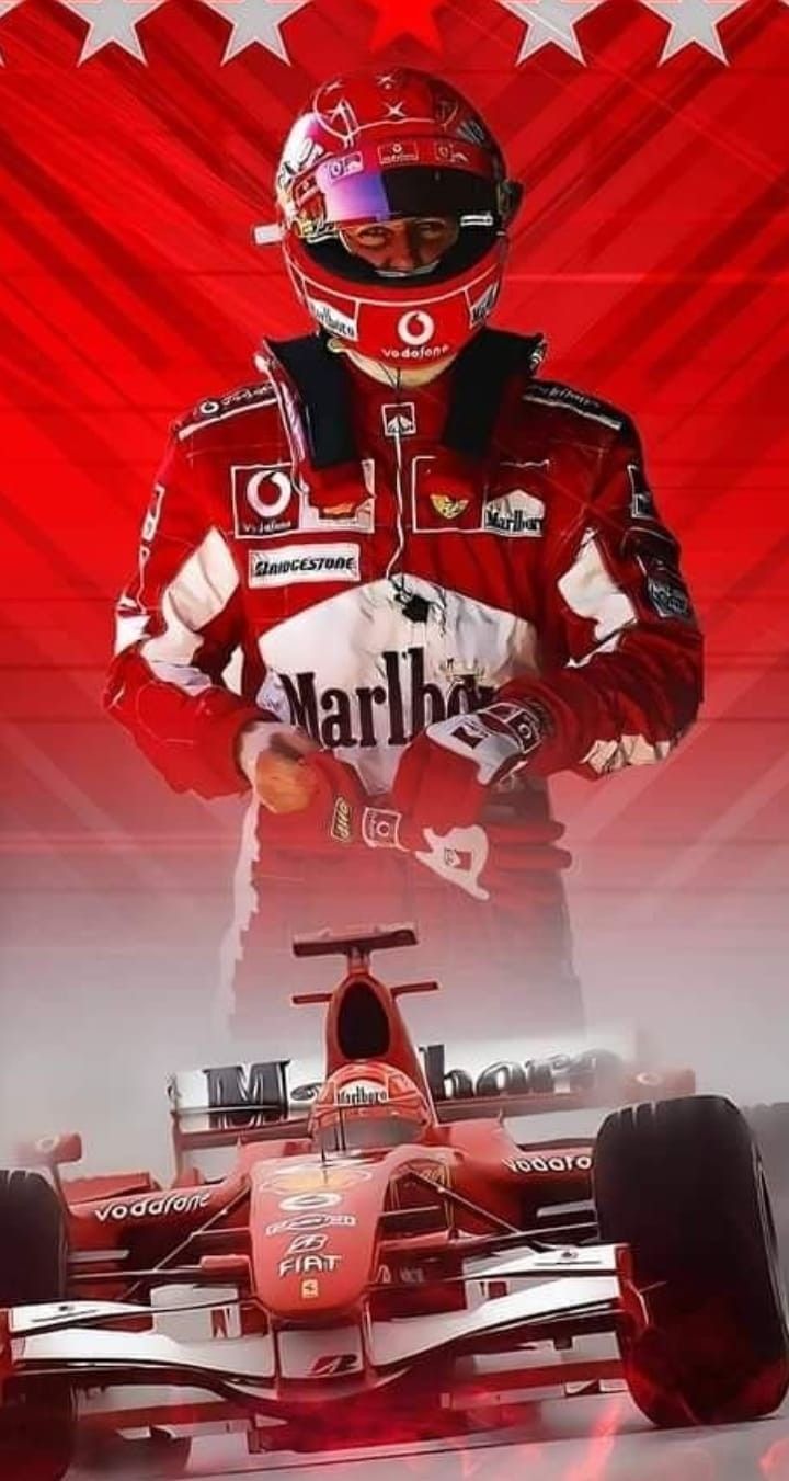 Michael Schumacher, Ferrari, Rennanzug, Rot, Digitale Kunst, HD, iPhone-Hintergrundbild