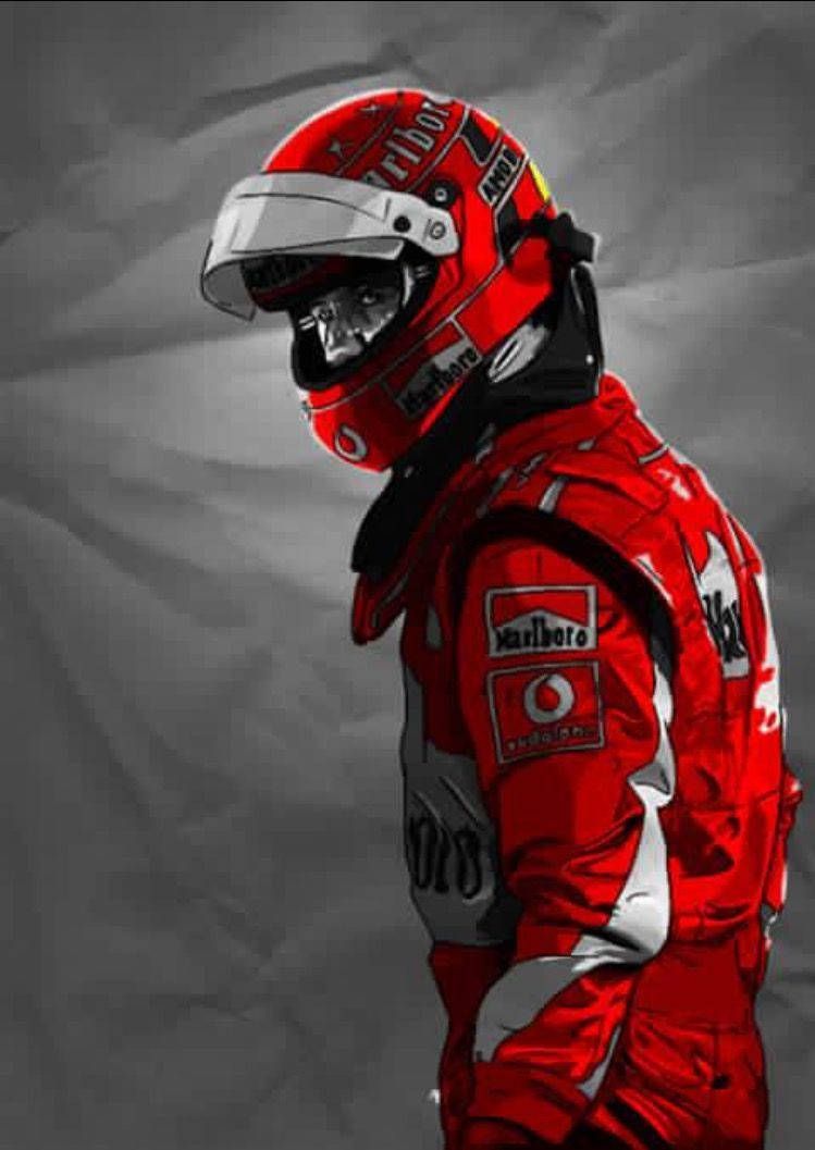 Michael Schumacher, Ferrari, Helm, Rennfahrer, Grauer Hintergrund, HD Wallpaper