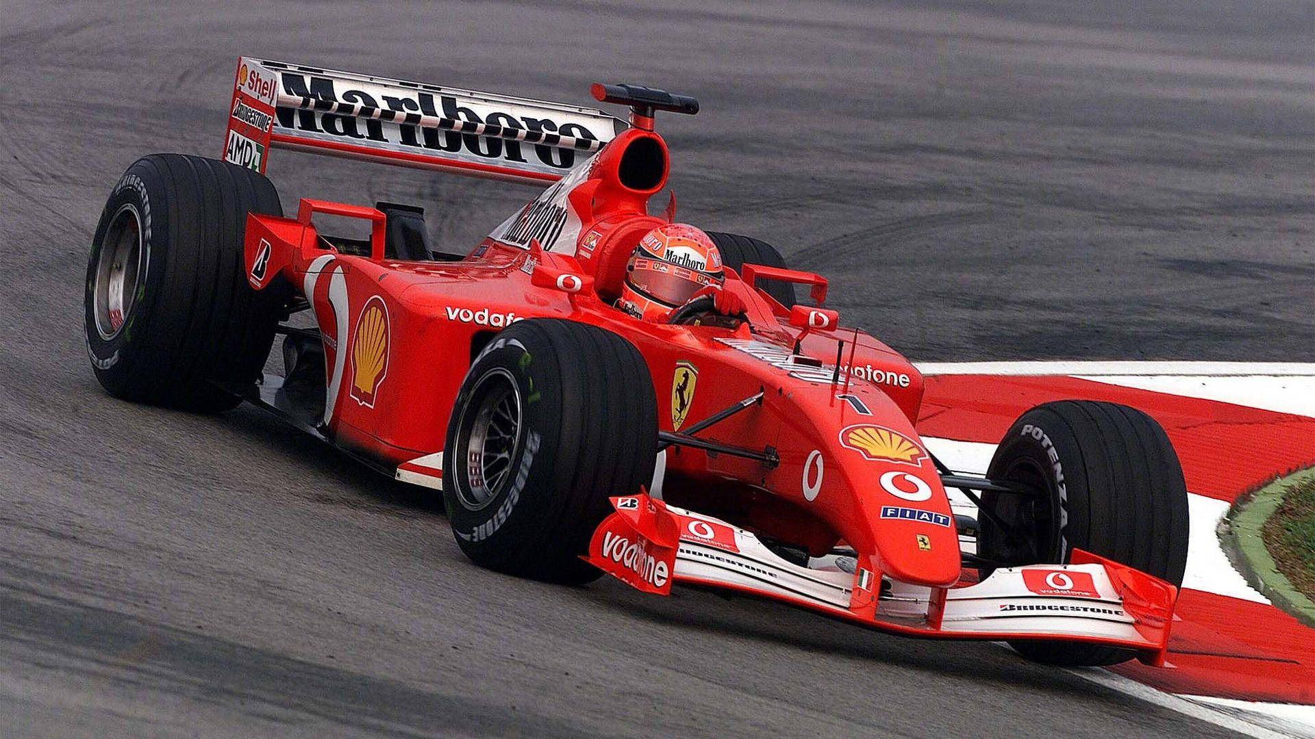 Michael Schumacher, Ferrari, Formel-1-Wagen, Randstein, Rennstrecke, Full HD, Breitbild-Hintergrundbild