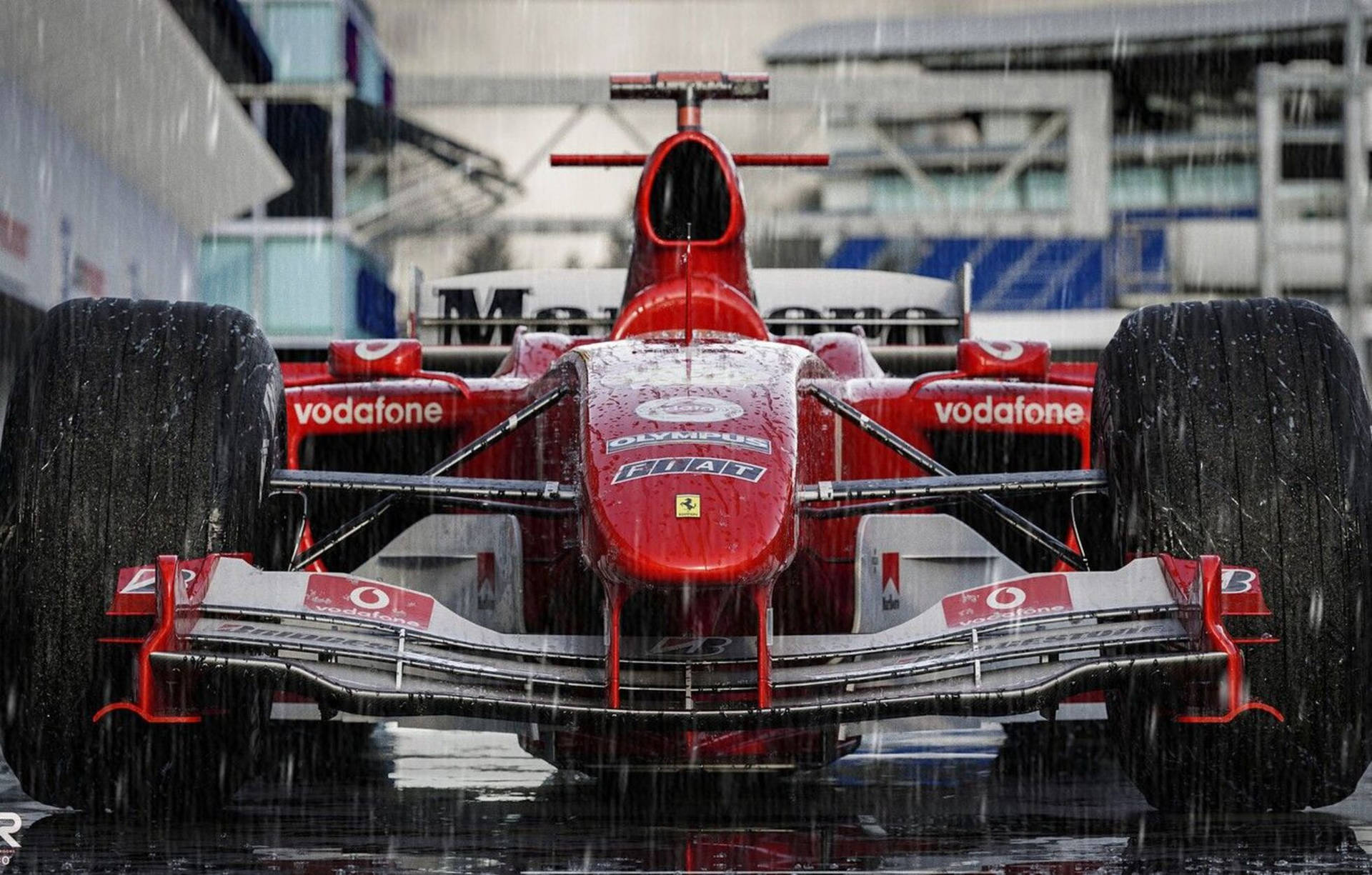 Ferrari F2004, Michael Schumacher, Formel 1, Regen, Frontansicht, Full-HD-Hintergrundbild für PC