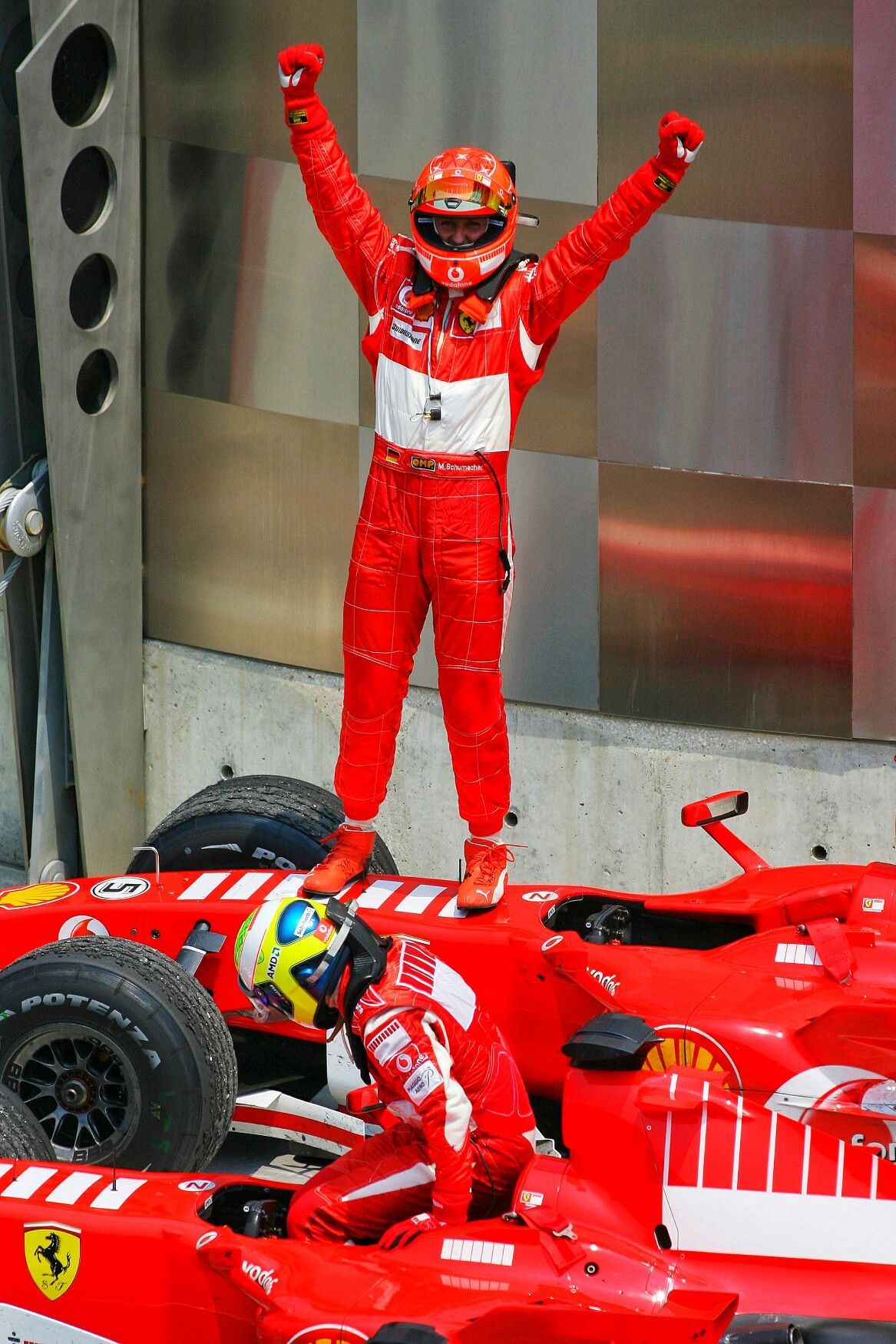 Michael Schumacher, Ferrari, Siegerpose, Formel-1-Wagen, Jubel, Full HD, iPad-Hintergrundbild