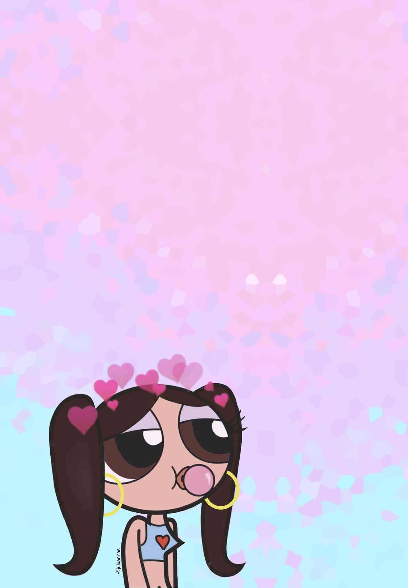 Die Powerpuff Girls, Cartoon-Mädchen, Kaugummiblase, Rosa Schleifen, Pastellfarben, Full-HD-Tablet-Hintergrundbild