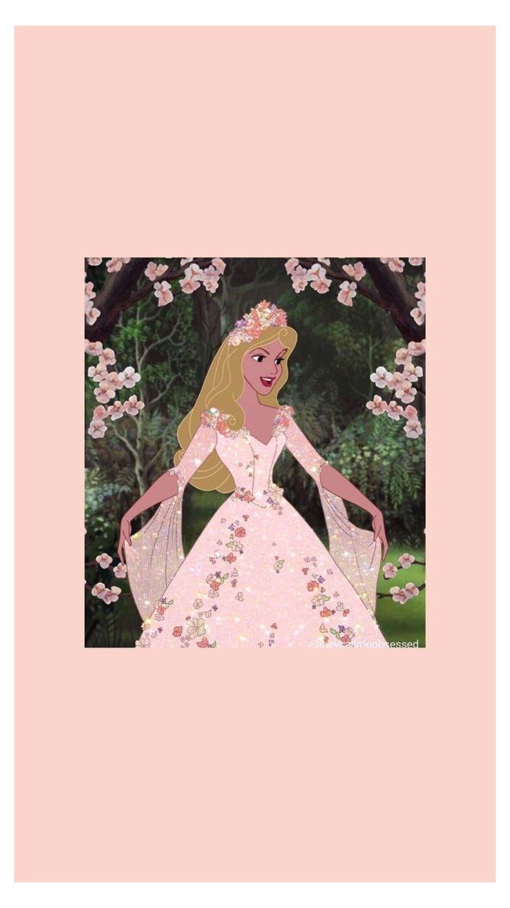 Aurora, Dornröschen, Disney-Prinzessin, Rosa Kleid, Rosa Hintergrund, Sperrbildschirm fürs iPhone
