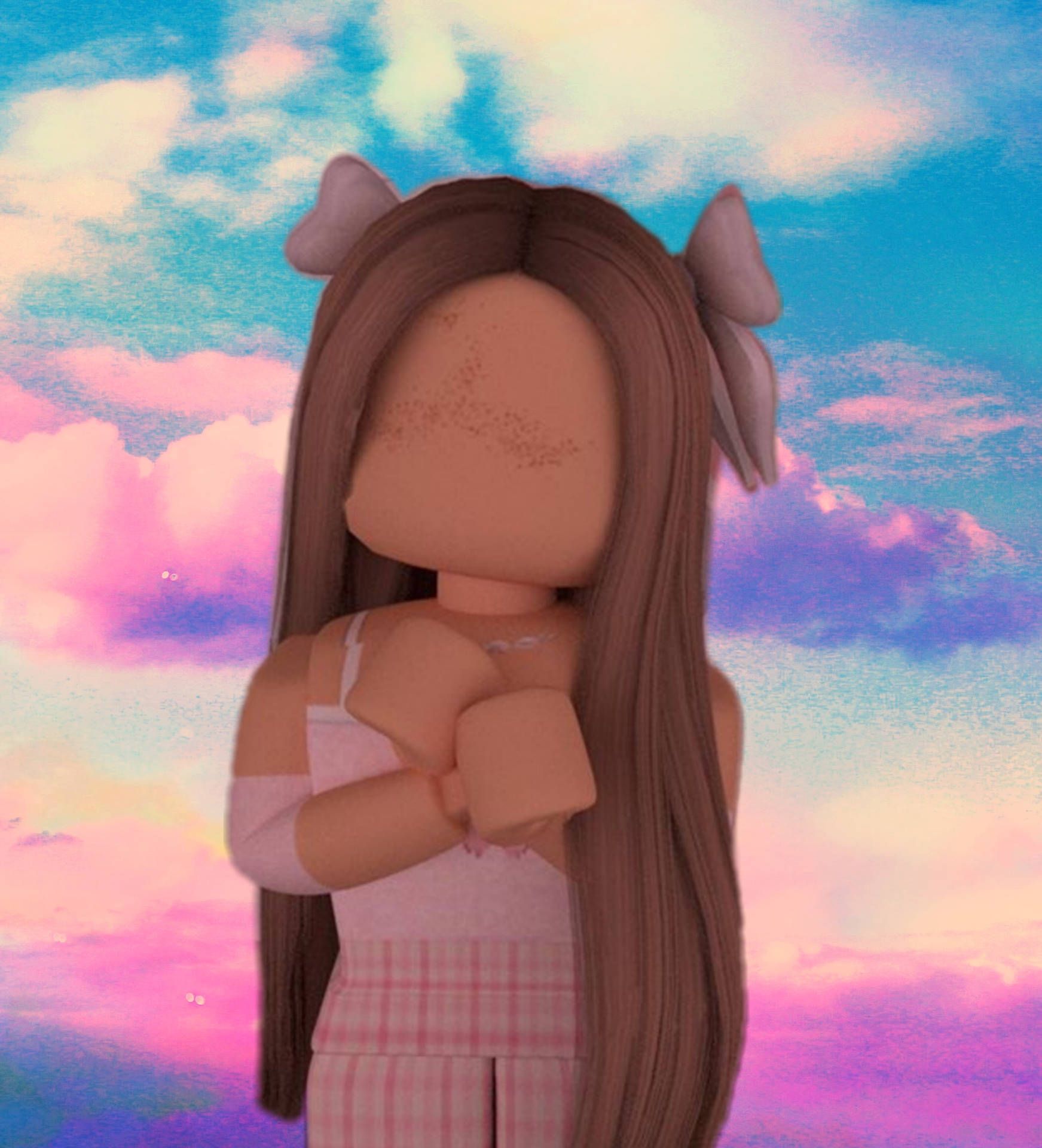 Roblox, Avatar, Haarschleife, Pastellhimmel, Wolken, Full HD, iPad-Hintergrundbild