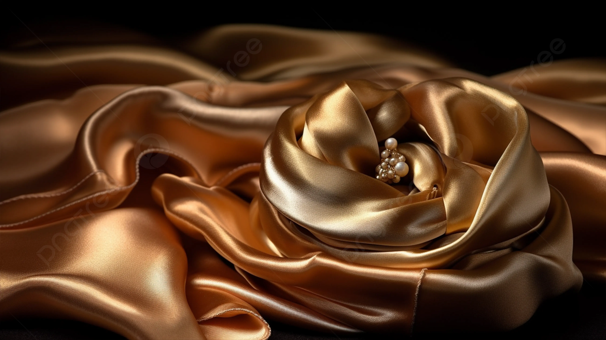 Goldene Seide, Rose, Stoff, Dunkler Hintergrund, Luxus, Wallpaper