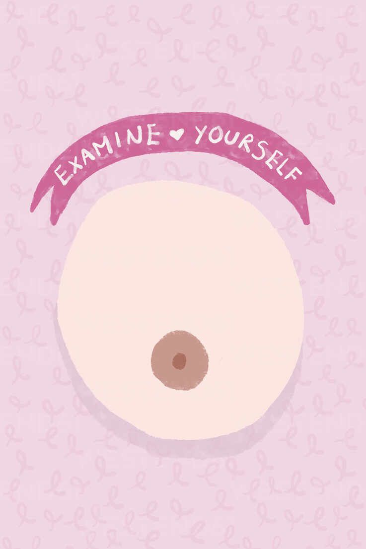 Examine Yourself, Brustkrebs-Vorsorge, Illustration, Rosa, HD, Handy-Hintergrund