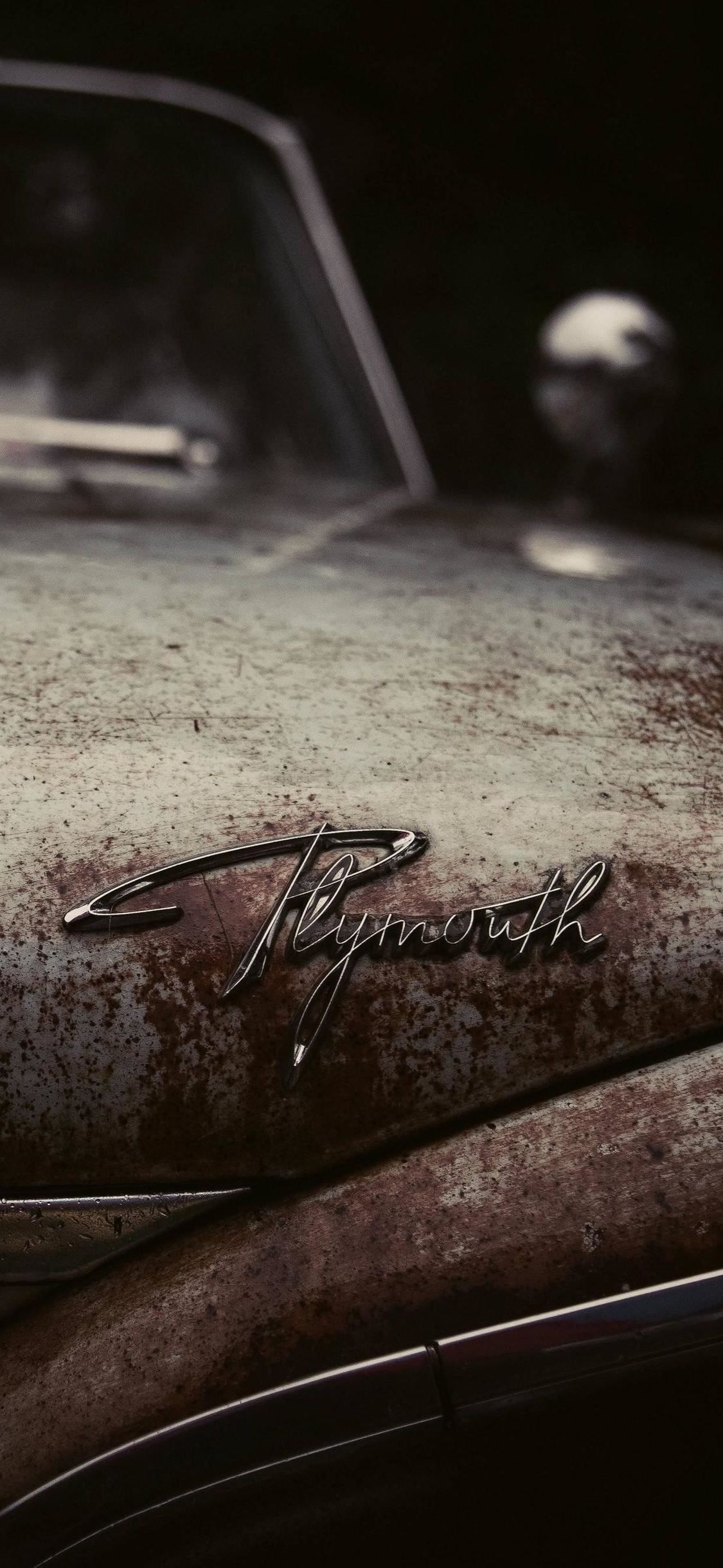 Oldtimer, Rost, Schriftzug, Dunkel, Nahaufnahme, Full HD, Hintergrundbild fürs Handy
