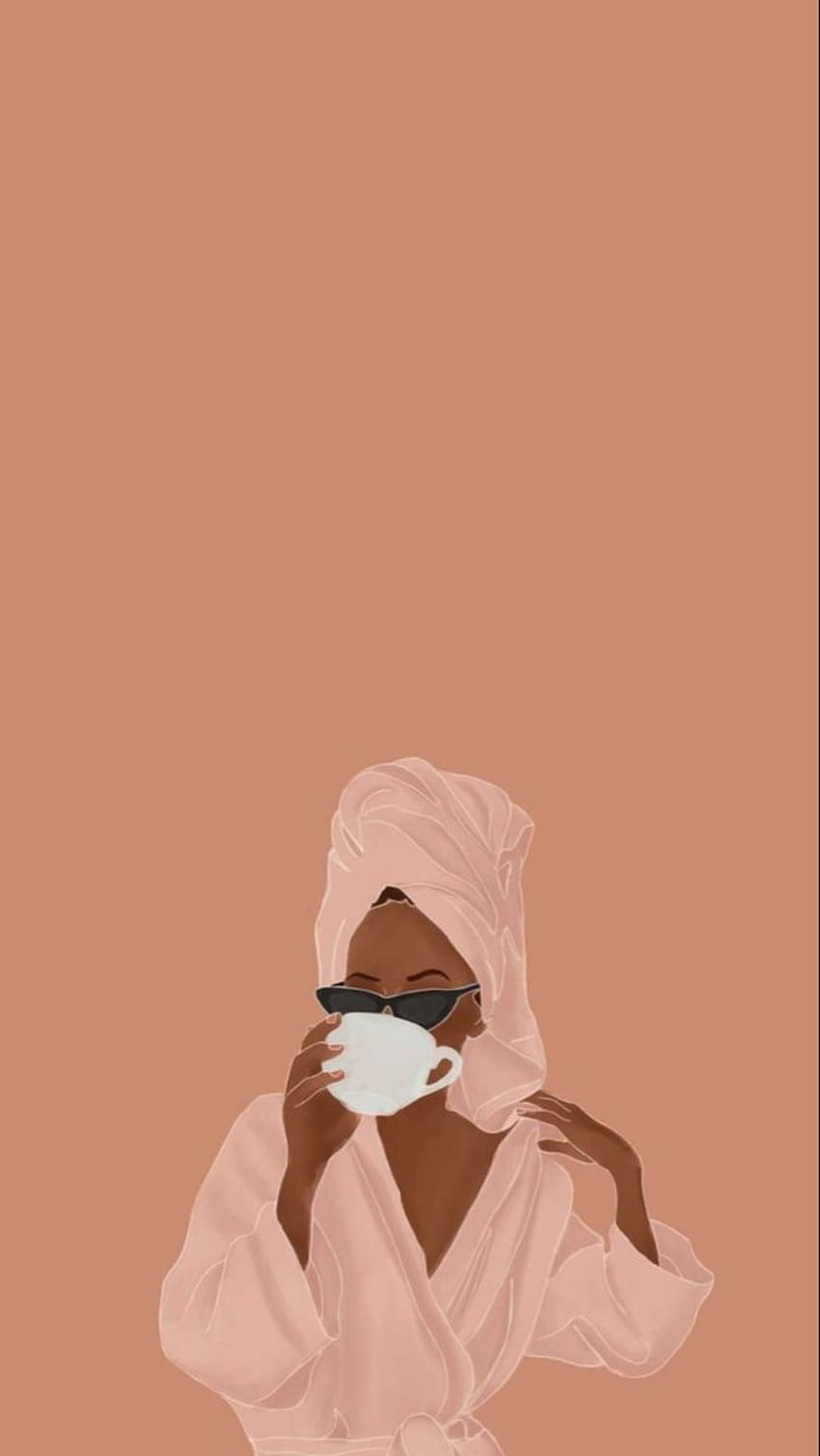 Frau, Handtuch, Gesichtsmaske, Wellness, Illustration, Terrakotta, HD, Handy-Hintergrund