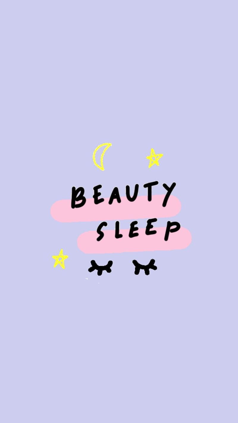 Beauty Sleep, Schriftzug, Wimpern, Lavendel, Mond, Niedlich, HD, Handy-Hintergrund