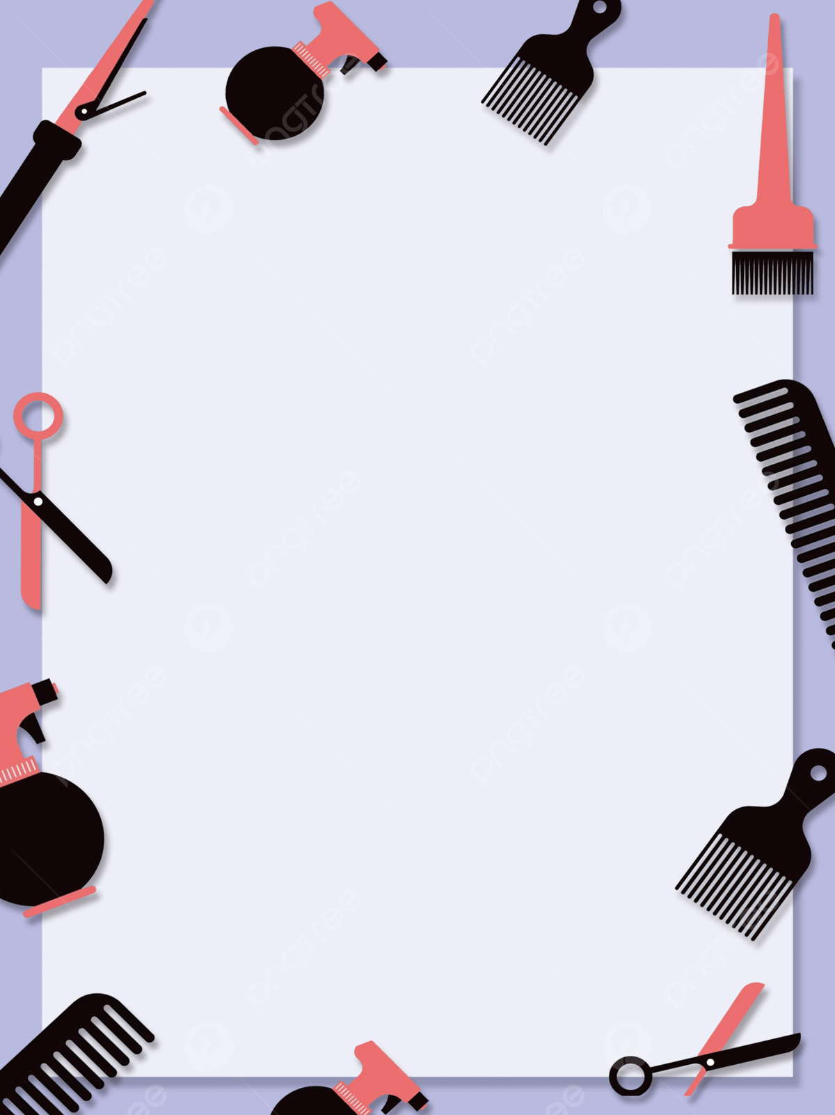 Friseur-Werkzeuge, Kämme, Schere, Rahmen, Lavendel, Full HD, iPad-Hintergrundbild