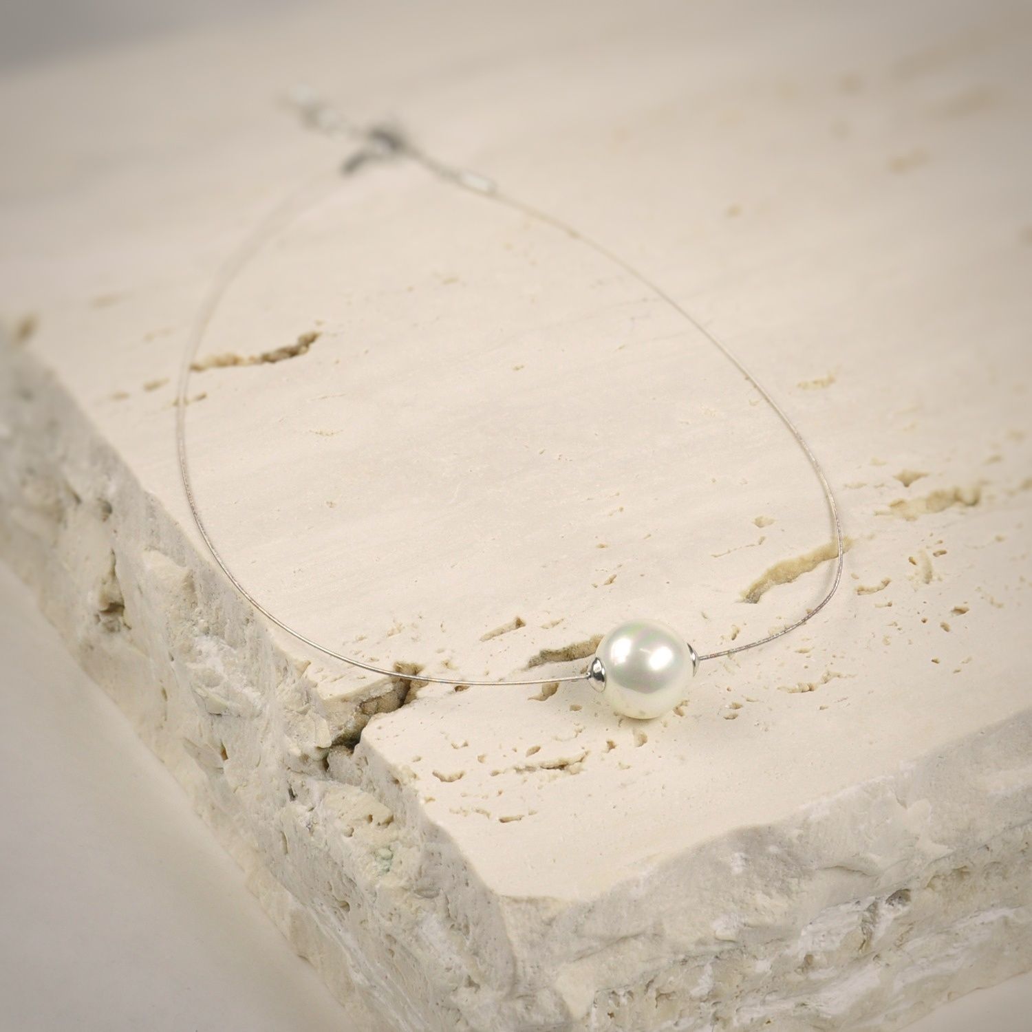 Perlenkette, Marmor, Schmuck, Minimalistisch, Beige Töne, HD, Tablet-Hintergrund