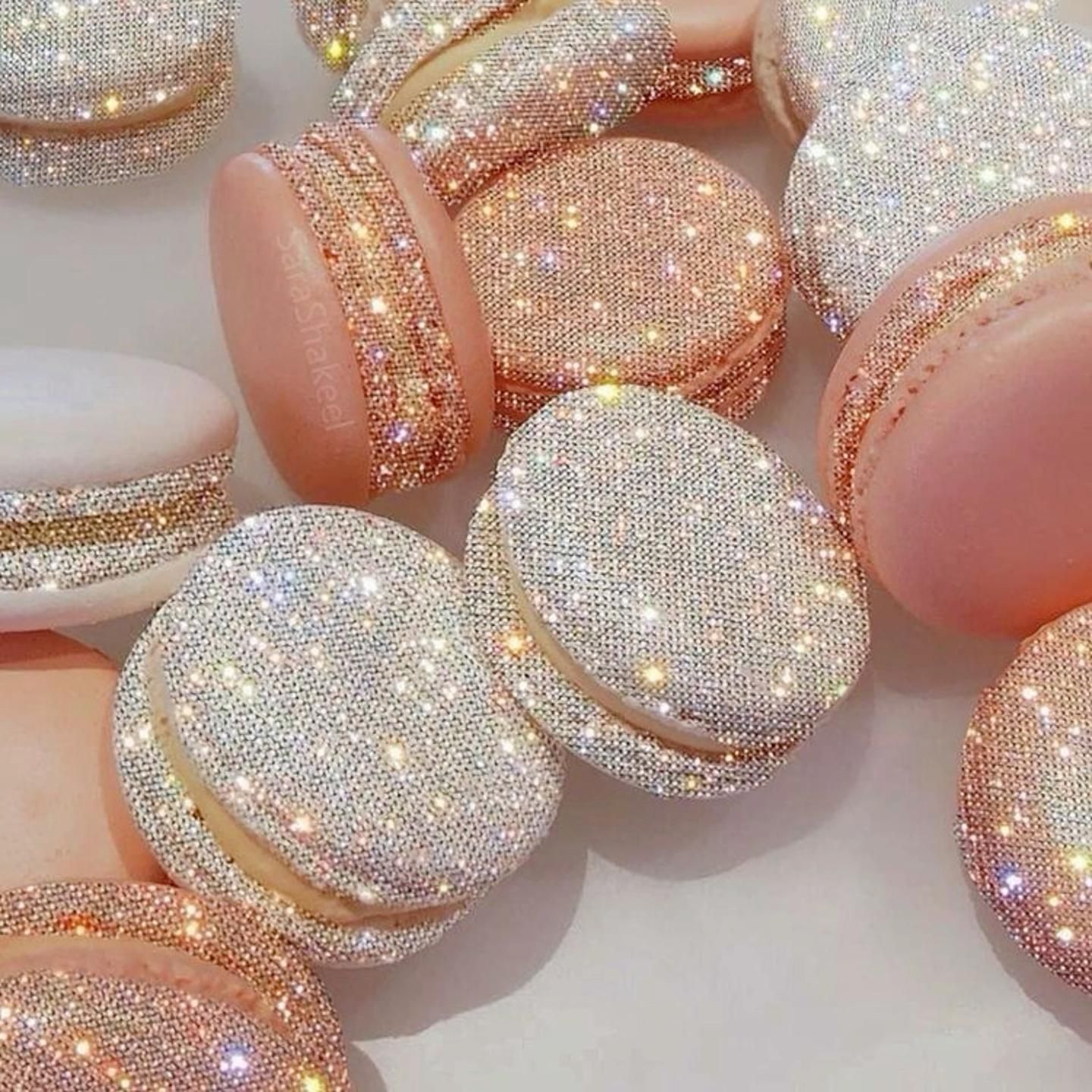 Macarons, Glitzer, Rosa Töne, Süßigkeiten, HD, Hintergrundbild fürs Tablet