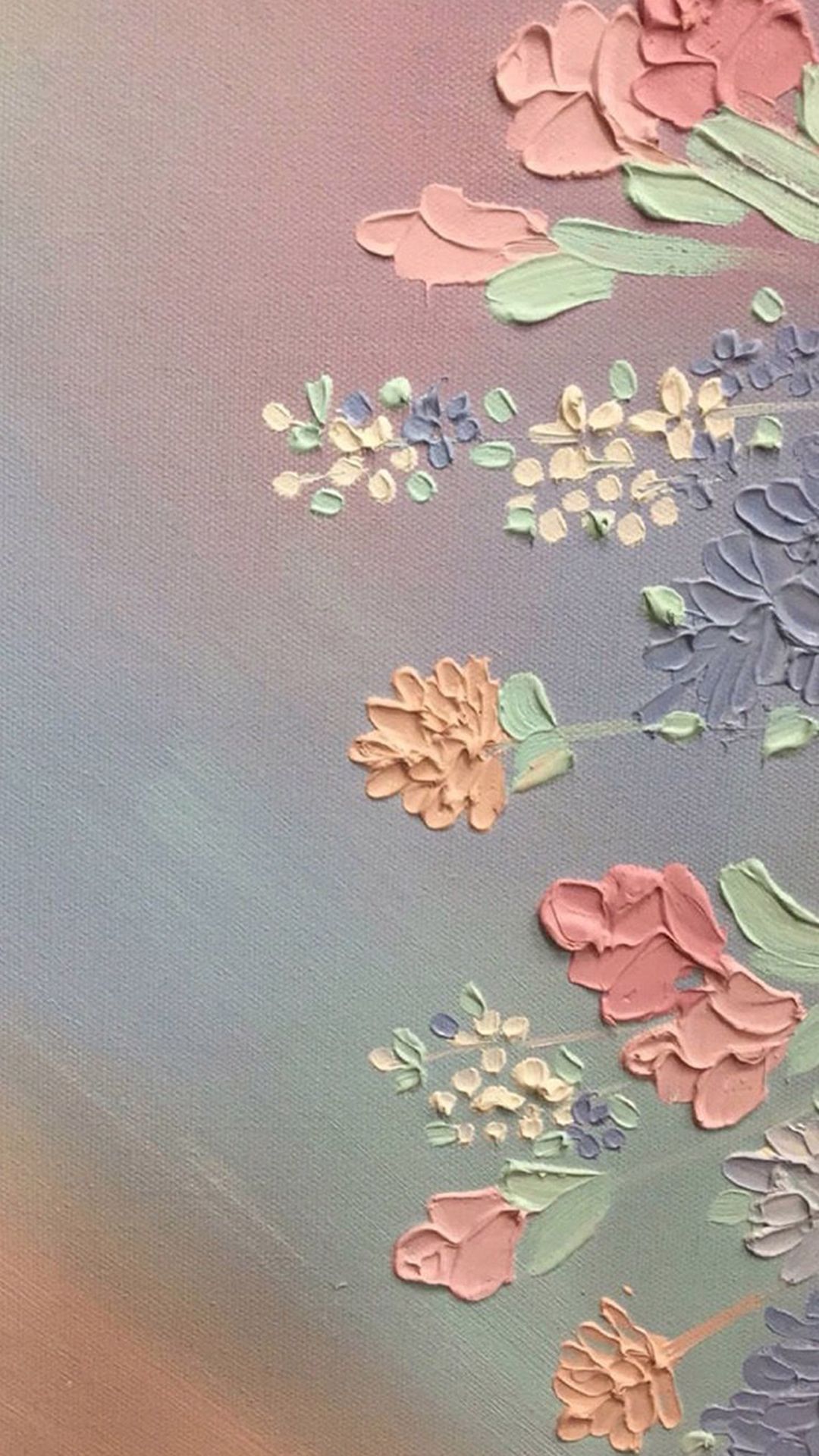 Blumen, Relief, Pastell, Ölfarbe, Abstrakt, Full HD, Handy-Hintergrund im Hochformat