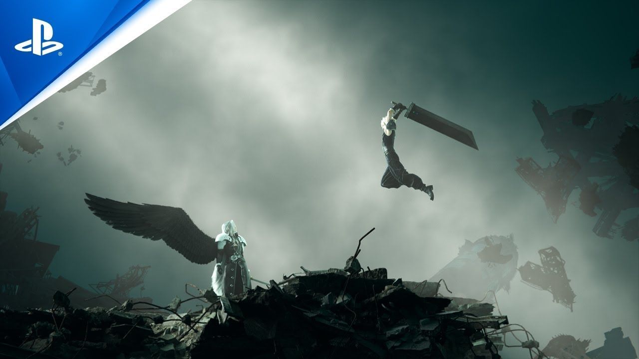 Sephiroth, Final Fantasy VII Rebirth, Schwarzer Flügel, Ruinen, Bewölkter Himmel, HD Wallpaper