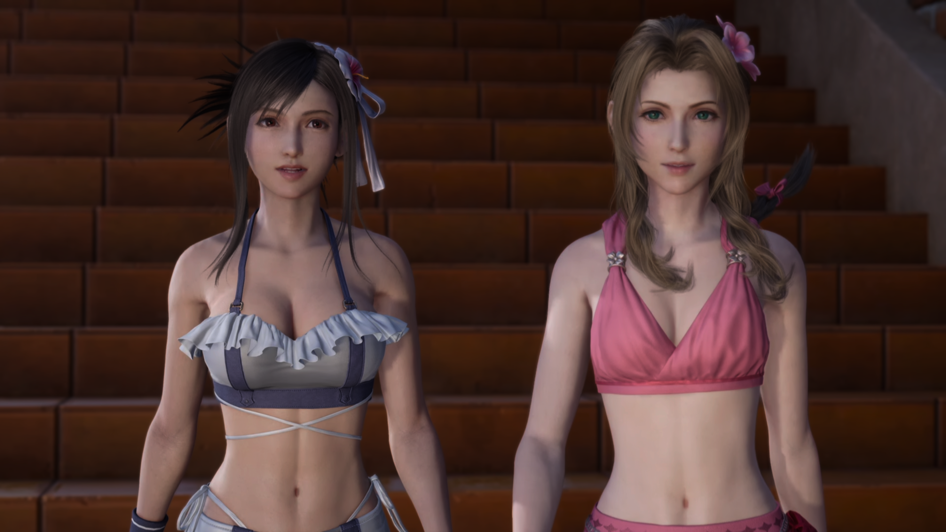 Tifa Lockhart, Aerith Gainsborough, Final Fantasy VII Rebirth, Bikini, Costa del Sol, 2160p-Hintergrundbild