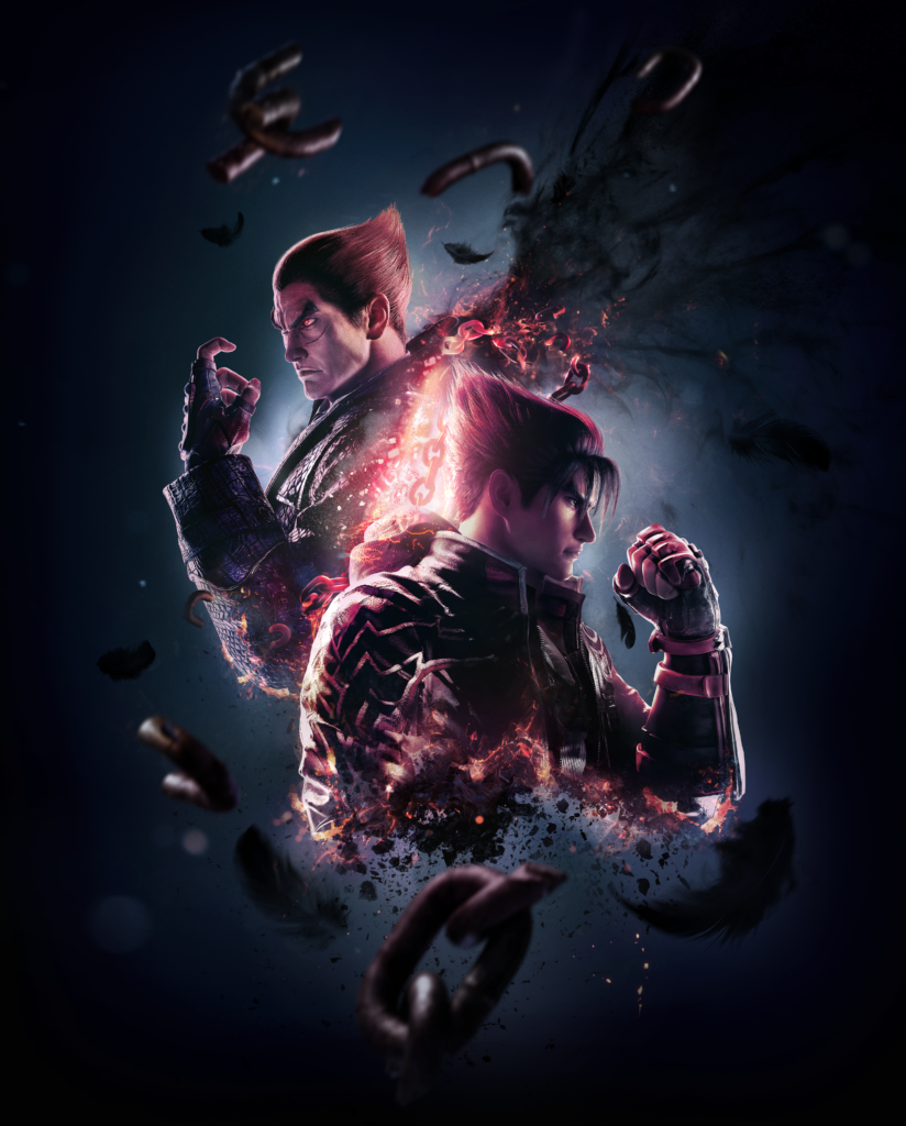 Jin Kazama, Kazuya Mishima, Tekken 8, Federn, Dunkelblau, HD, Tablet-Hintergrund