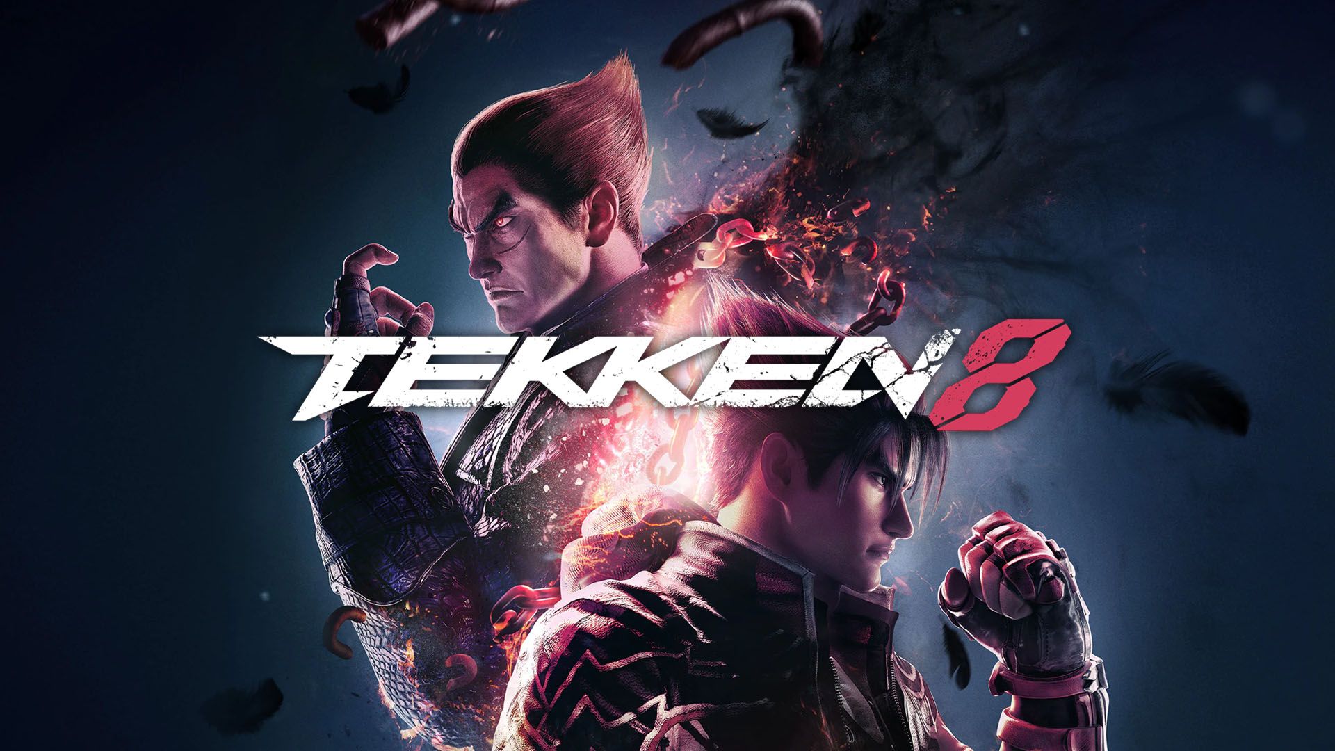 Tekken 8, Kazuya Mishima, Jin Kazama, Logo, Federn, Keyart, Full HD, Desktop-Hintergrund