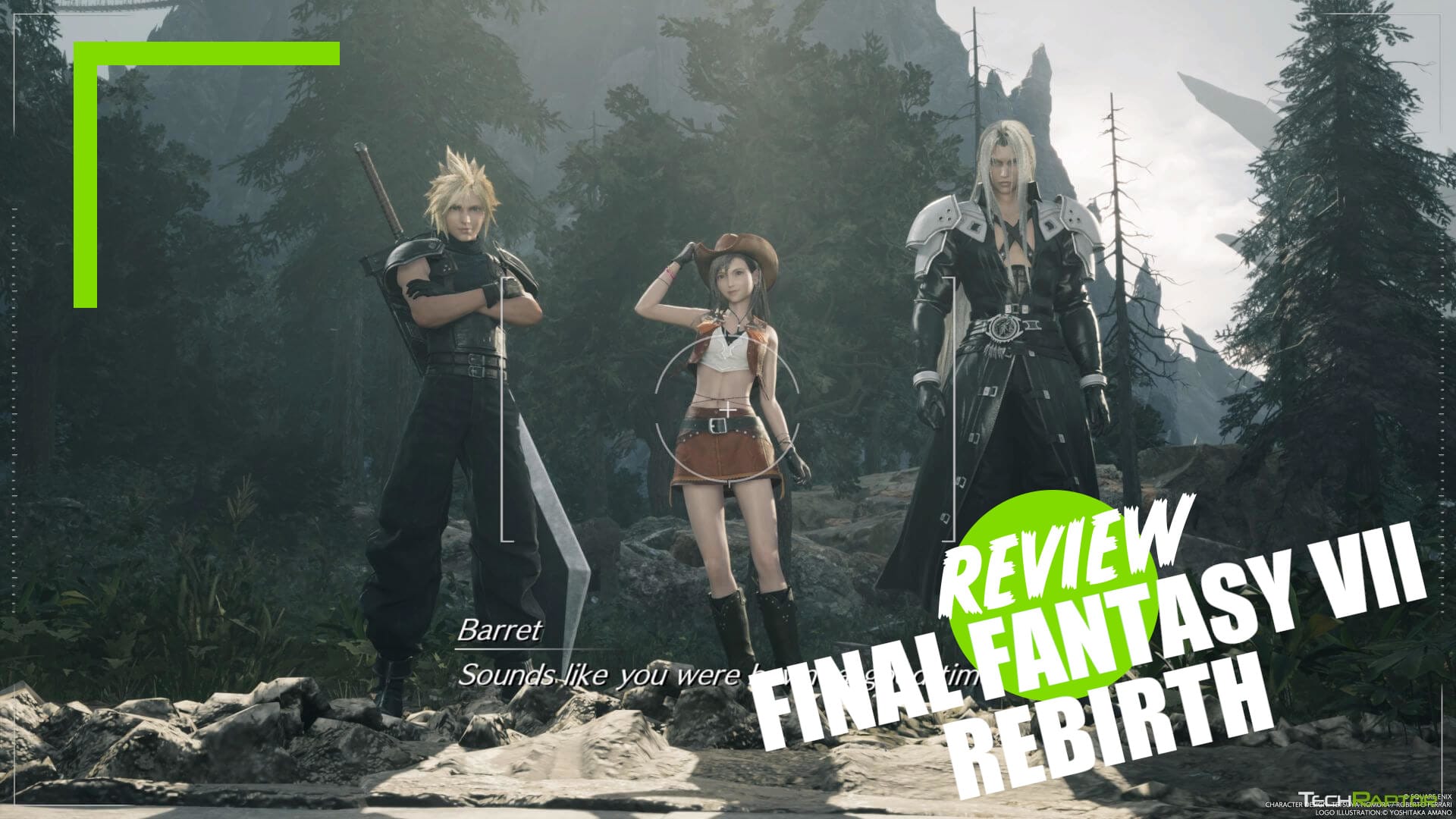 Cloud Strife, Tifa Lockhart, Sephiroth, Final Fantasy VII Rebirth, Review, Wald, Full-HD-Hintergrundbild