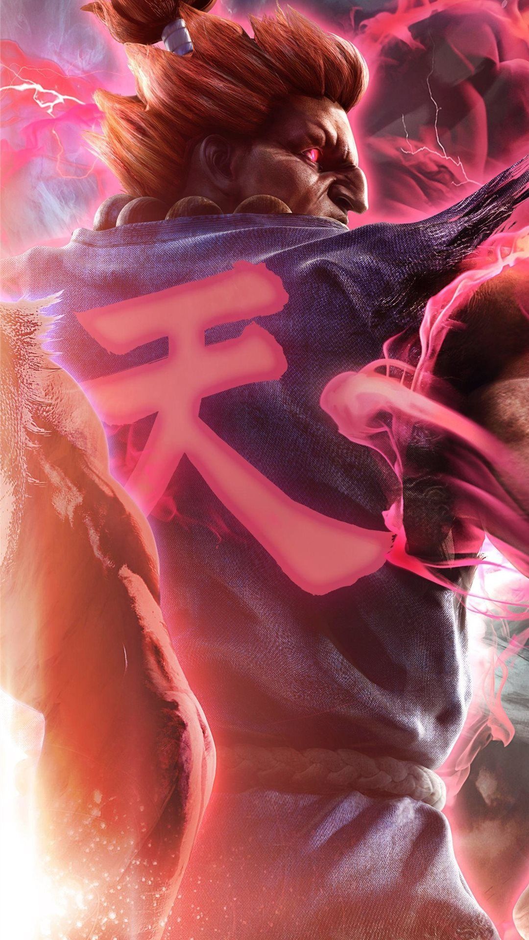 Akuma, Tekken, Kanji, Rotes Licht, Rückenansicht, Full HD, Handy-Hintergrund im Hochformat