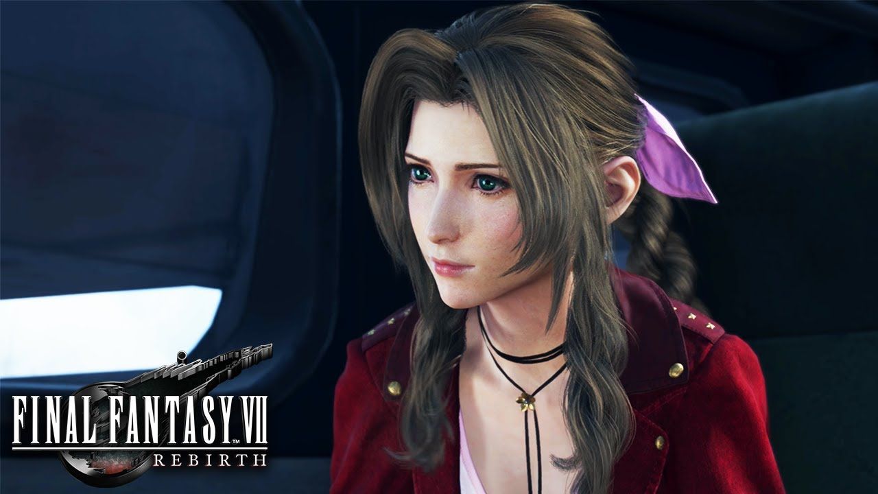 Aerith Gainsborough, Final Fantasy VII Rebirth, Logo, Porträt, Fenster, HD-Hintergrundbild für PC
