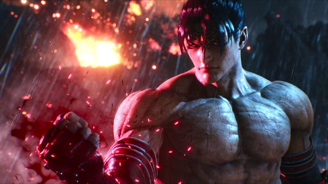 Jin Kazama, Tekken 8, Muskeln, Feuer, Regen, HD, Hintergrundbild für den PC