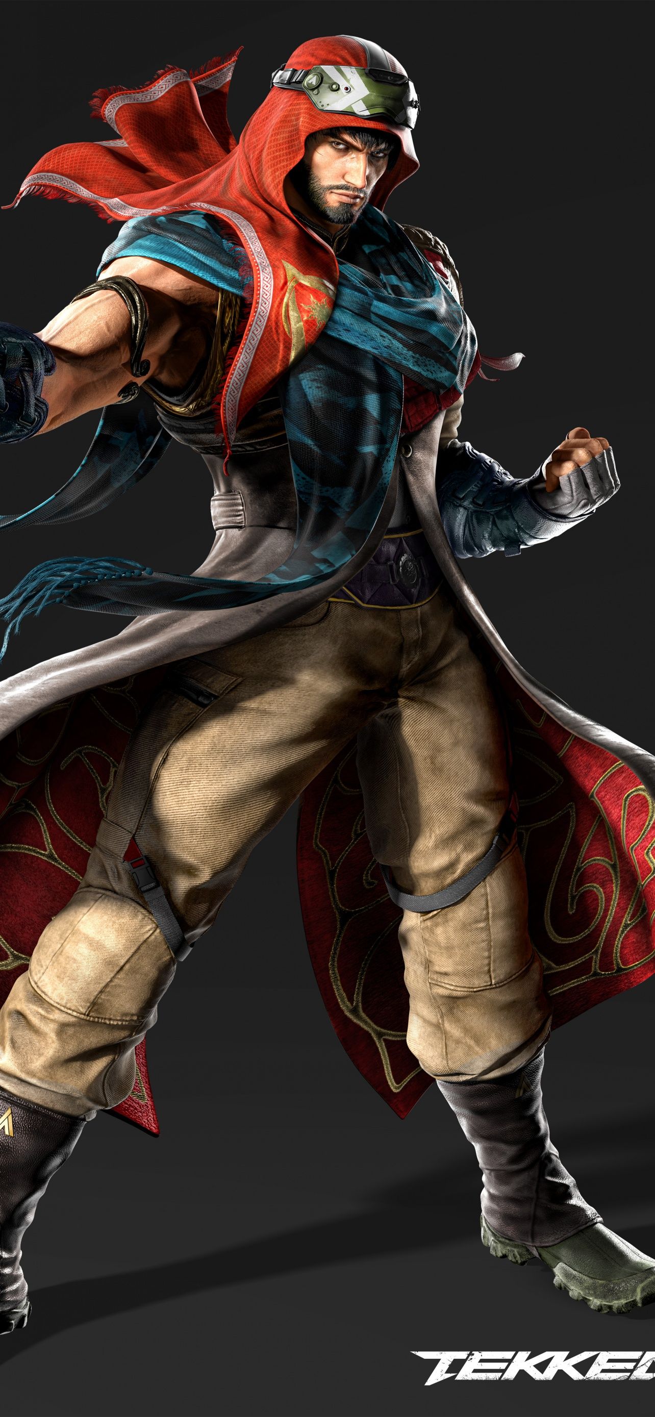 Shaheen, Tekken 8, Kopftuch, Mantel, Grauer Hintergrund, Sperrbildschirm fürs iPhone