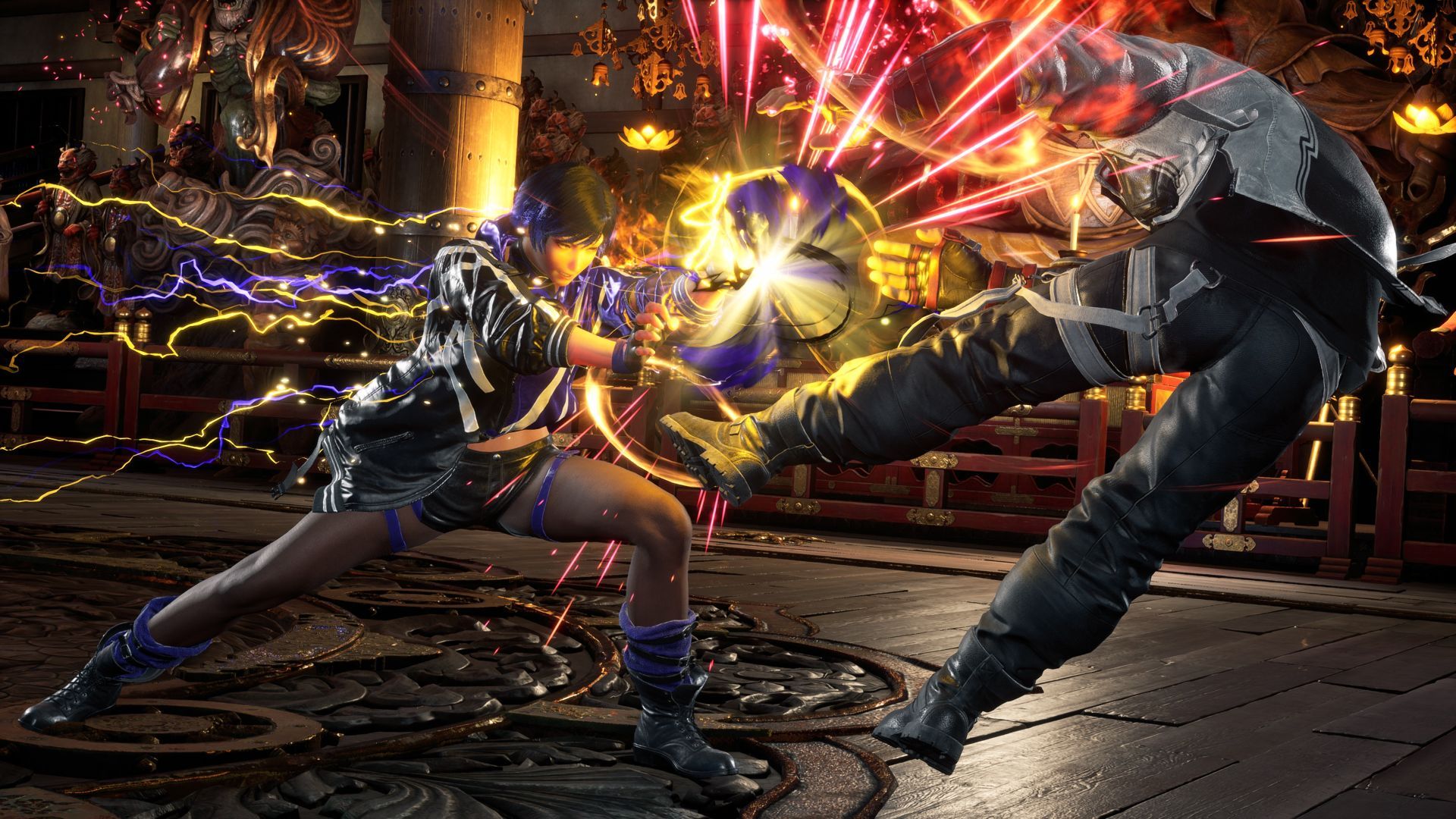Tekken 8, Gameplay, Kampfszene, Blitze, Tritt, Full HD 1080p, Desktop-Hintergrundbild
