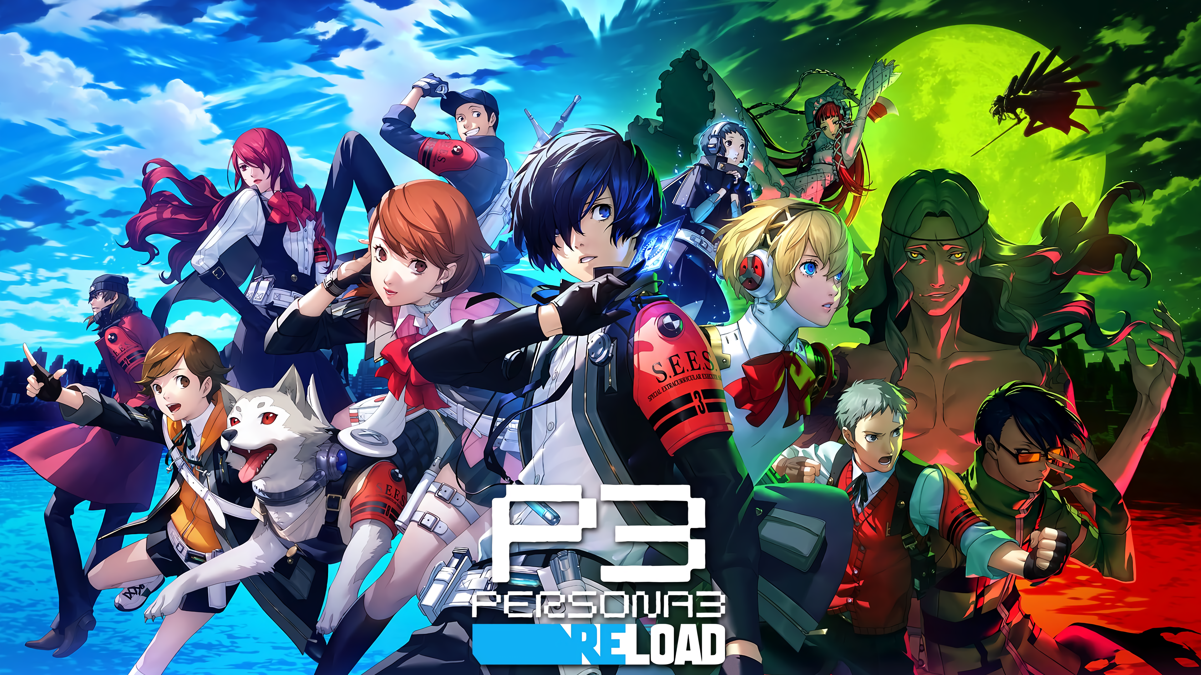 Persona 3 Reload, Makoto Yuki, Aigis, Yukari Takeba, Koromaru, Gruppenbild, 4K, Desktop-Hintergrund