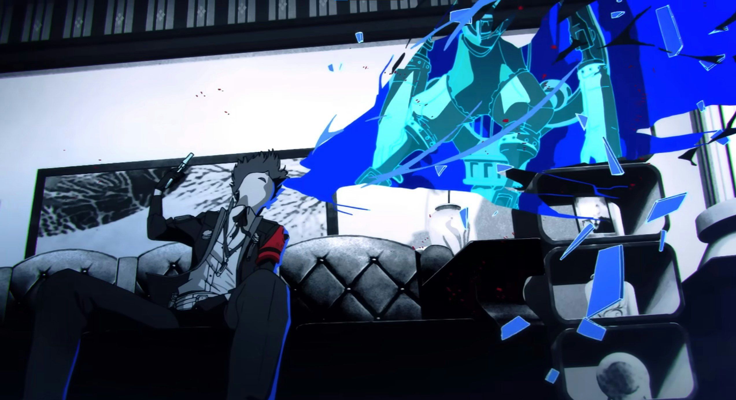 Persona 3 Reload, Persona, Kampfszene, Blaue Kristalle, Videospiel, Full HD, Desktop-Hintergrund