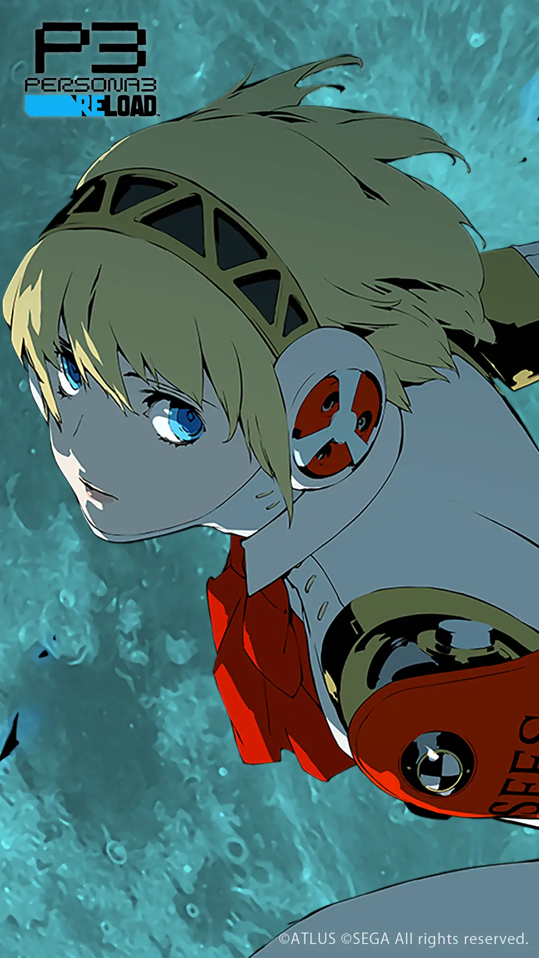 Aigis, Persona 3 Reload, Roboter, Blaue Augen, Türkis, Full HD, Sperrbildschirm fürs iPhone
