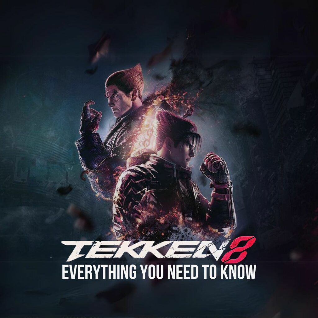Tekken 8, Kazuya Mishima, Logo, Federn, Dunkel, Hintergrundbild für iPad und Tablet