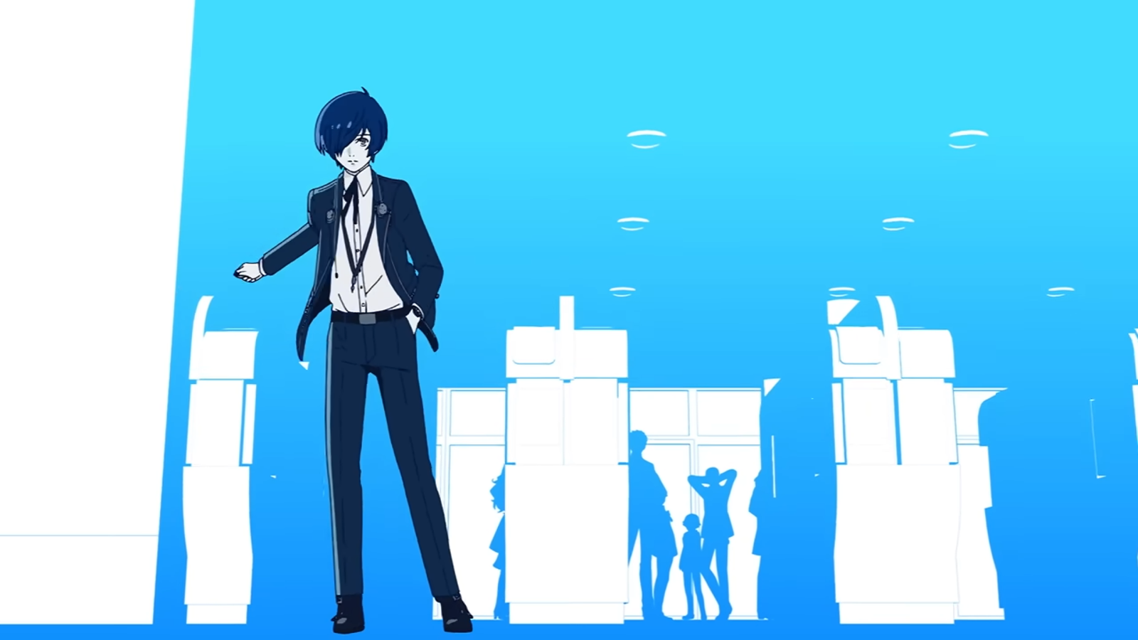Makoto Yuki, Persona 3 Reload, Silhouetten, Hellblau, Minimalistisch, HD, Laptop-Hintergrundbild