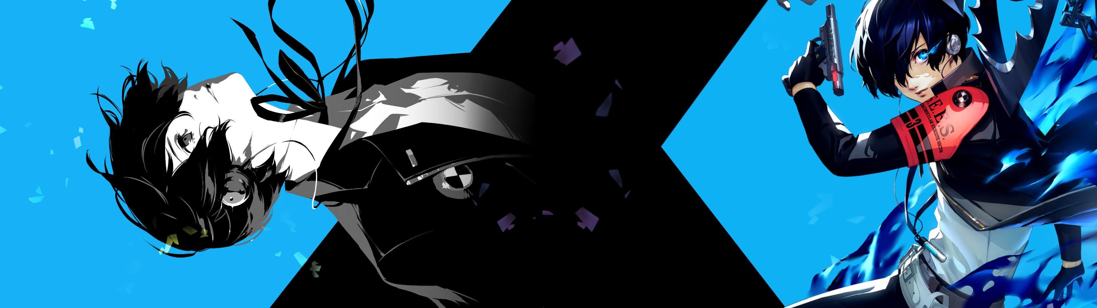 Makoto Yuki, Persona 3 Reload, Evoker, Blau Schwarz, Banner, Full HD, Laptop-Hintergrundbild