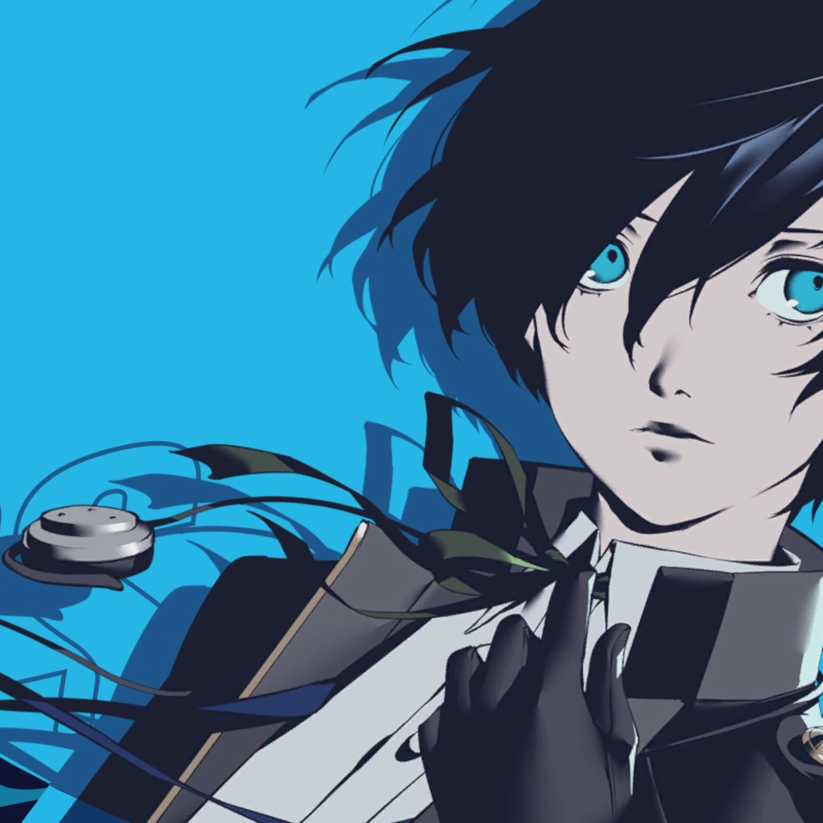 Makoto Yuki, Persona 3 Reload, Kopfhörer, Blaue Töne, Hochformat, Hintergrundbild fürs Tablet