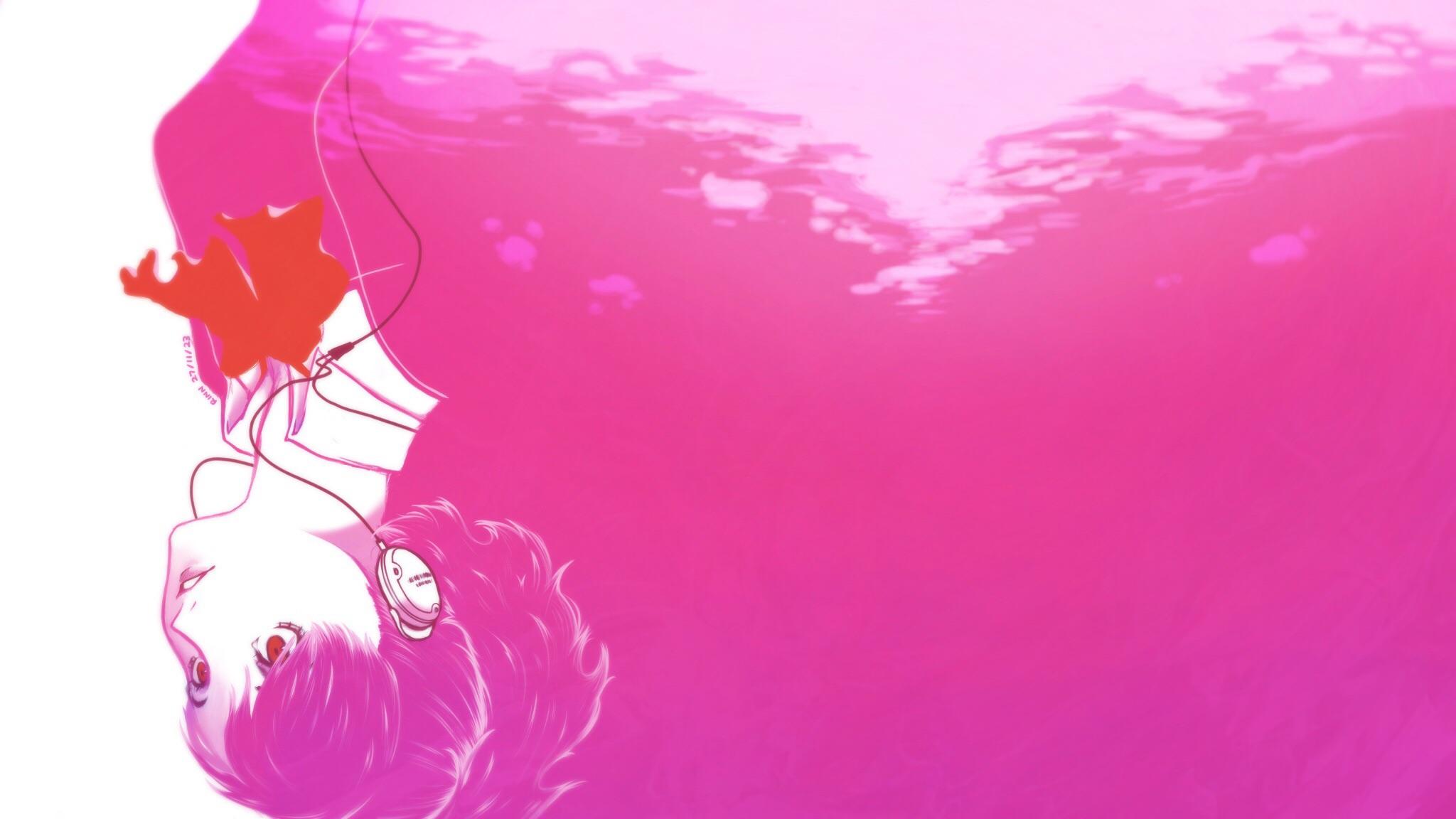 Makoto Yuki, Persona 3 Reload, Unter Wasser, Pink, Kopfüber, Full HD, Breitbild-Hintergrundbild