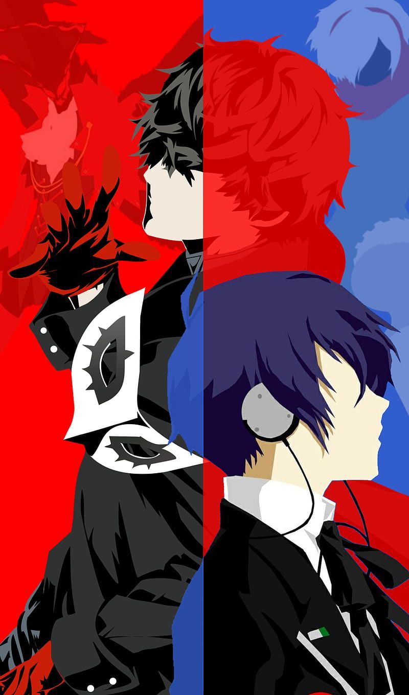 Makoto Yuki, Joker (Persona 5), Persona, Rot Blau, Crossover, HD, Handy-Hintergrundbild